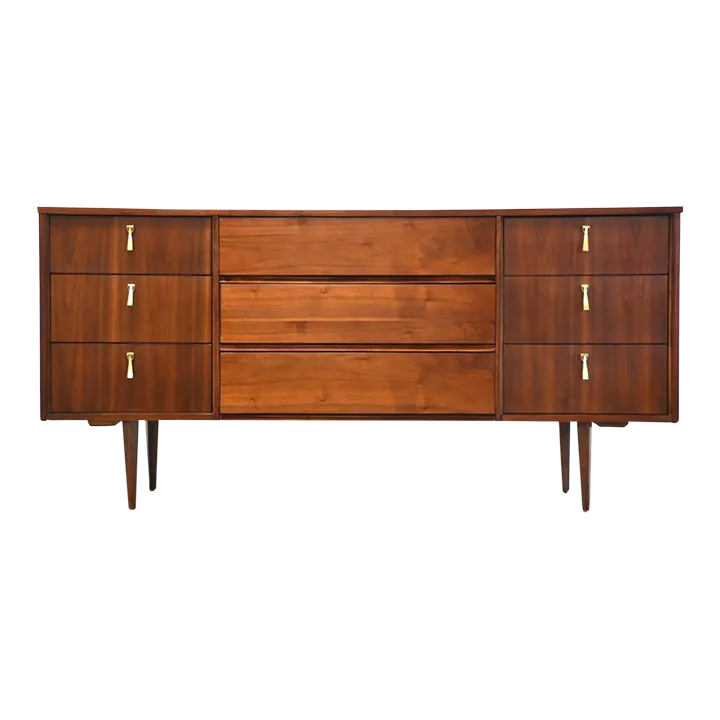 Walnut & Brass MCM Dresser Chairish