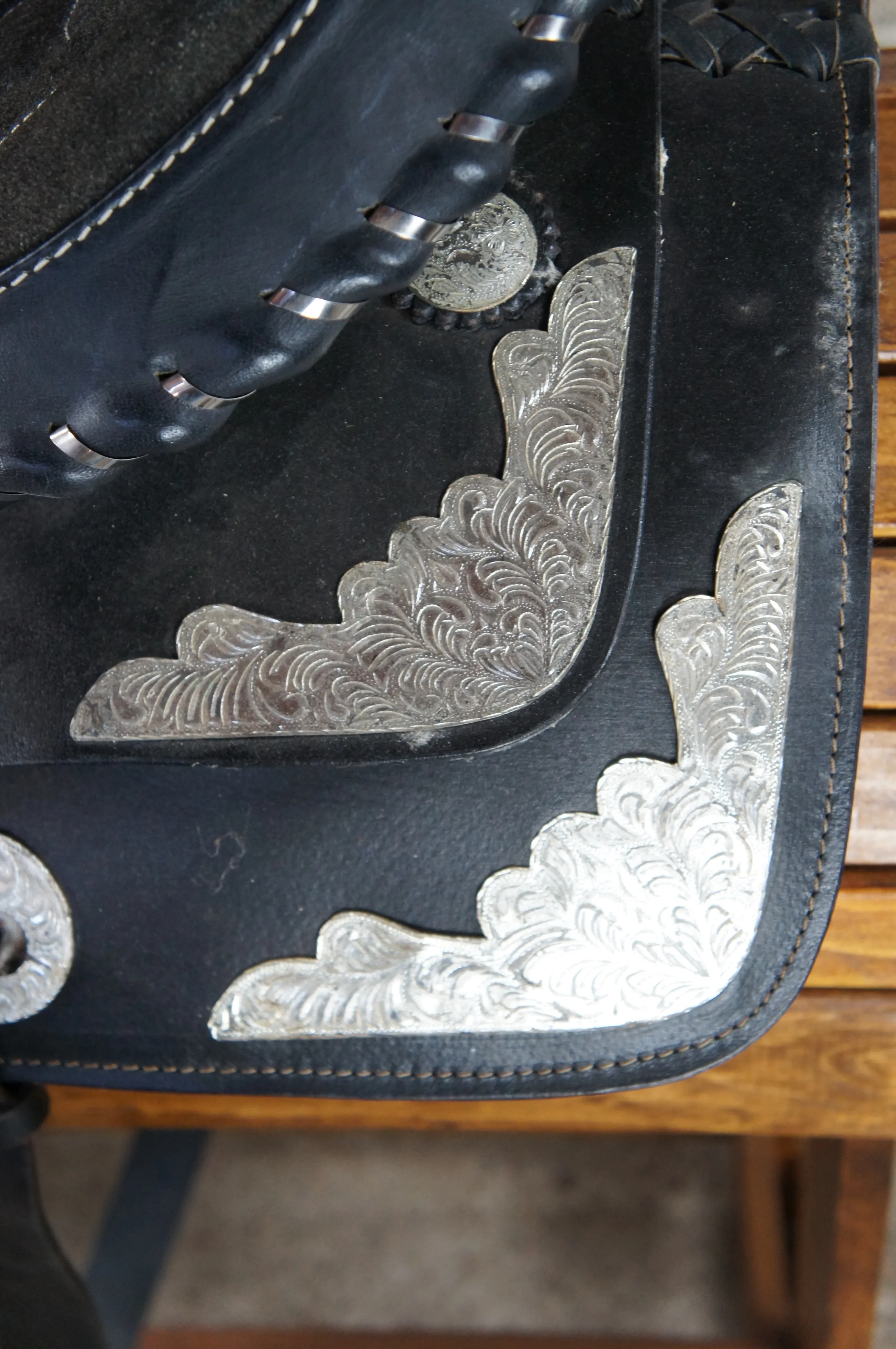 One Black Leather Saddle on the Frame of a Old Bike Stock Photo - Image