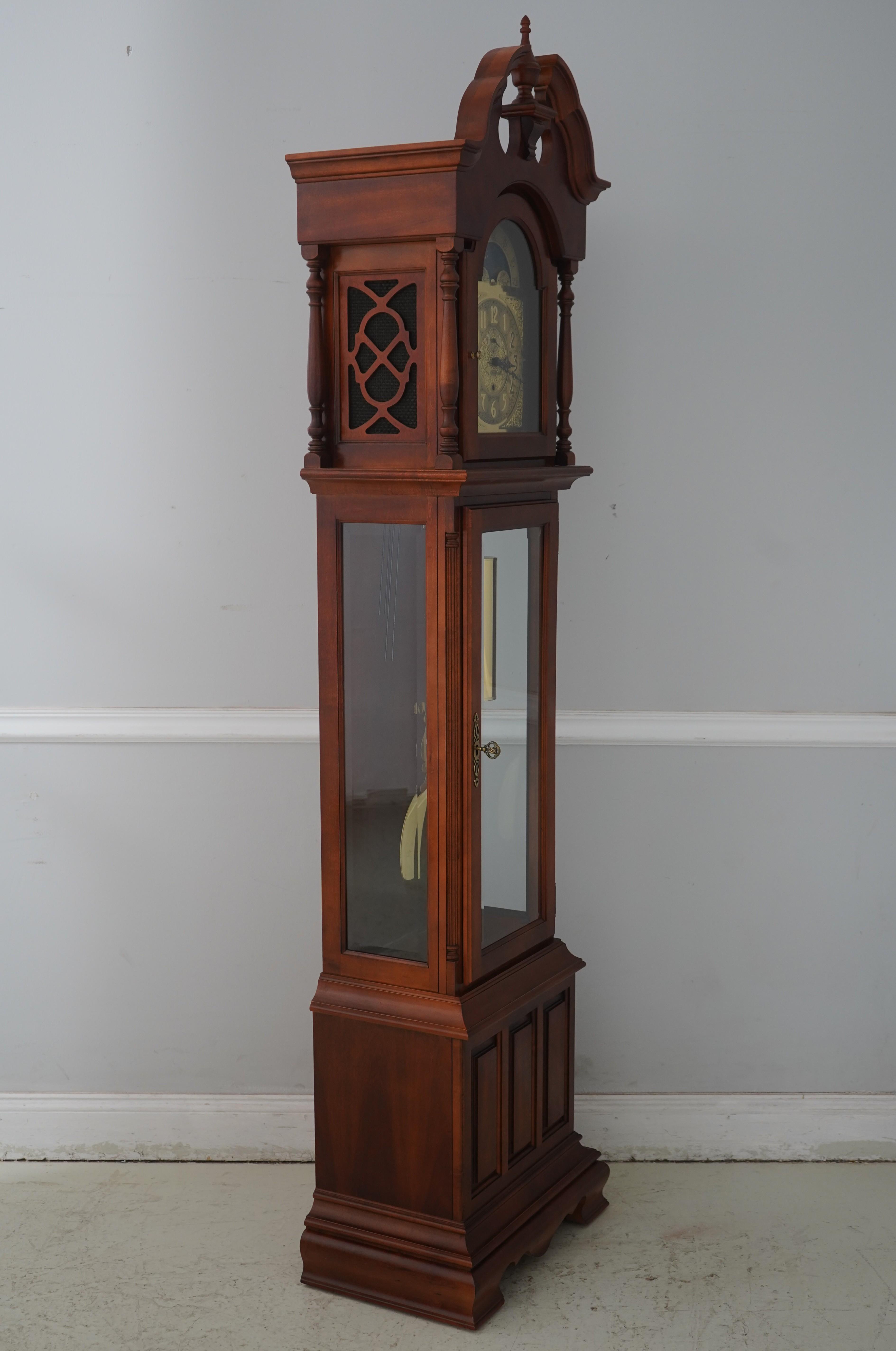 Ridgeway Cherry Tall Case Grandfather Clock | Chairish