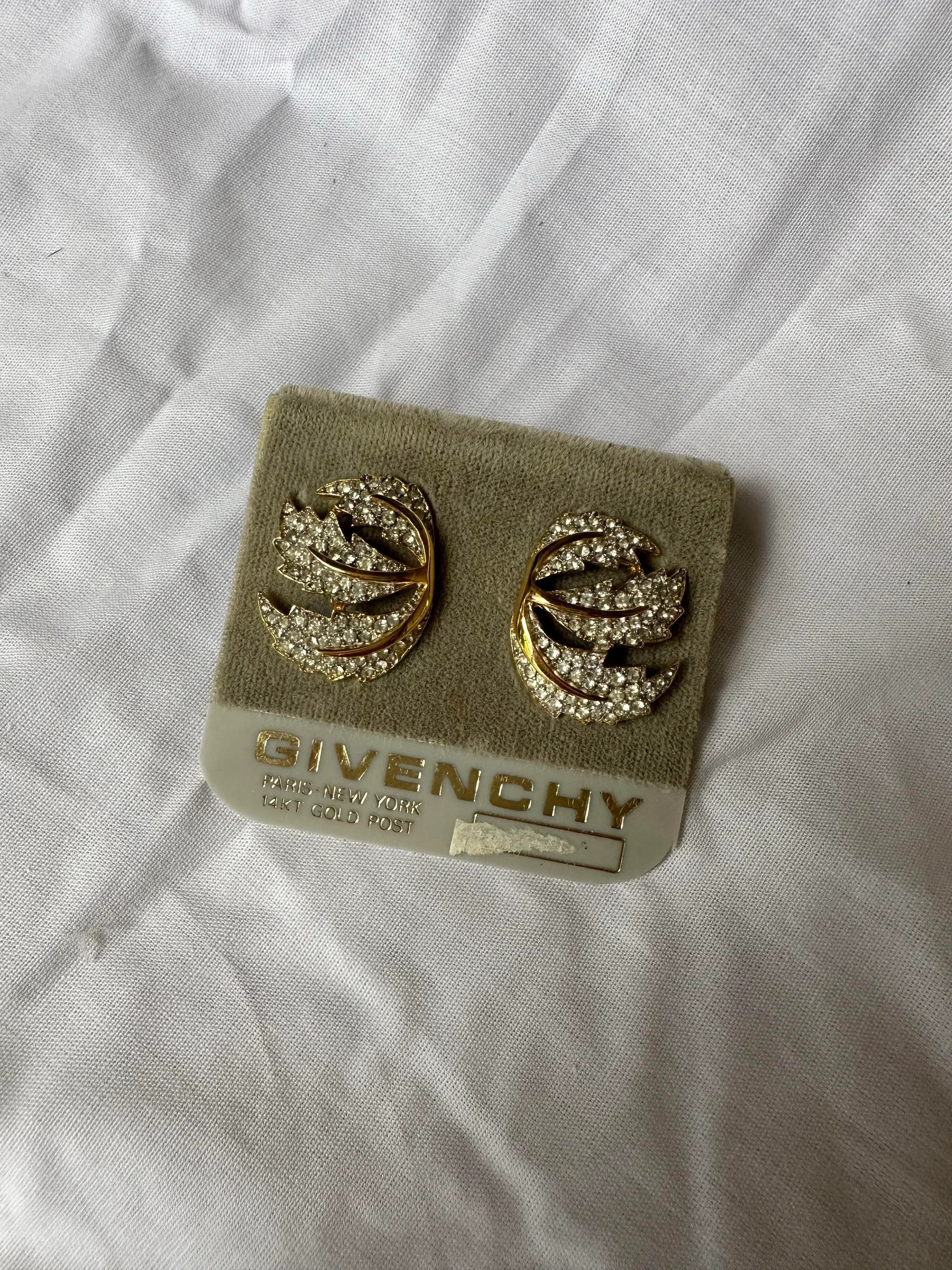アクセサリー GIVENCHY EARRINGS GOLD Vintage Bijoux GIVENCHY EARRINGS Rhinestone HEARTS Clip