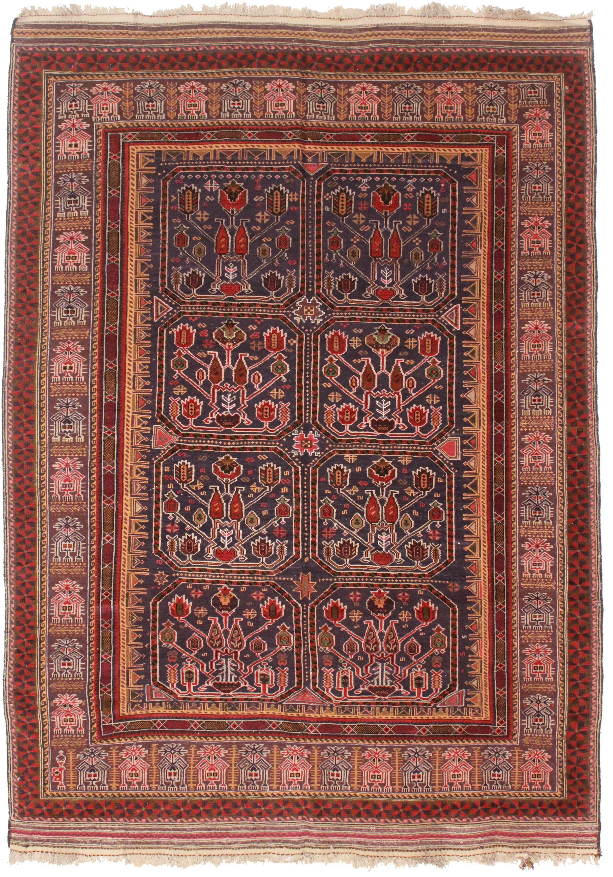 Vintage Hand-Woven Soumak - 6′4″ × 9′2″