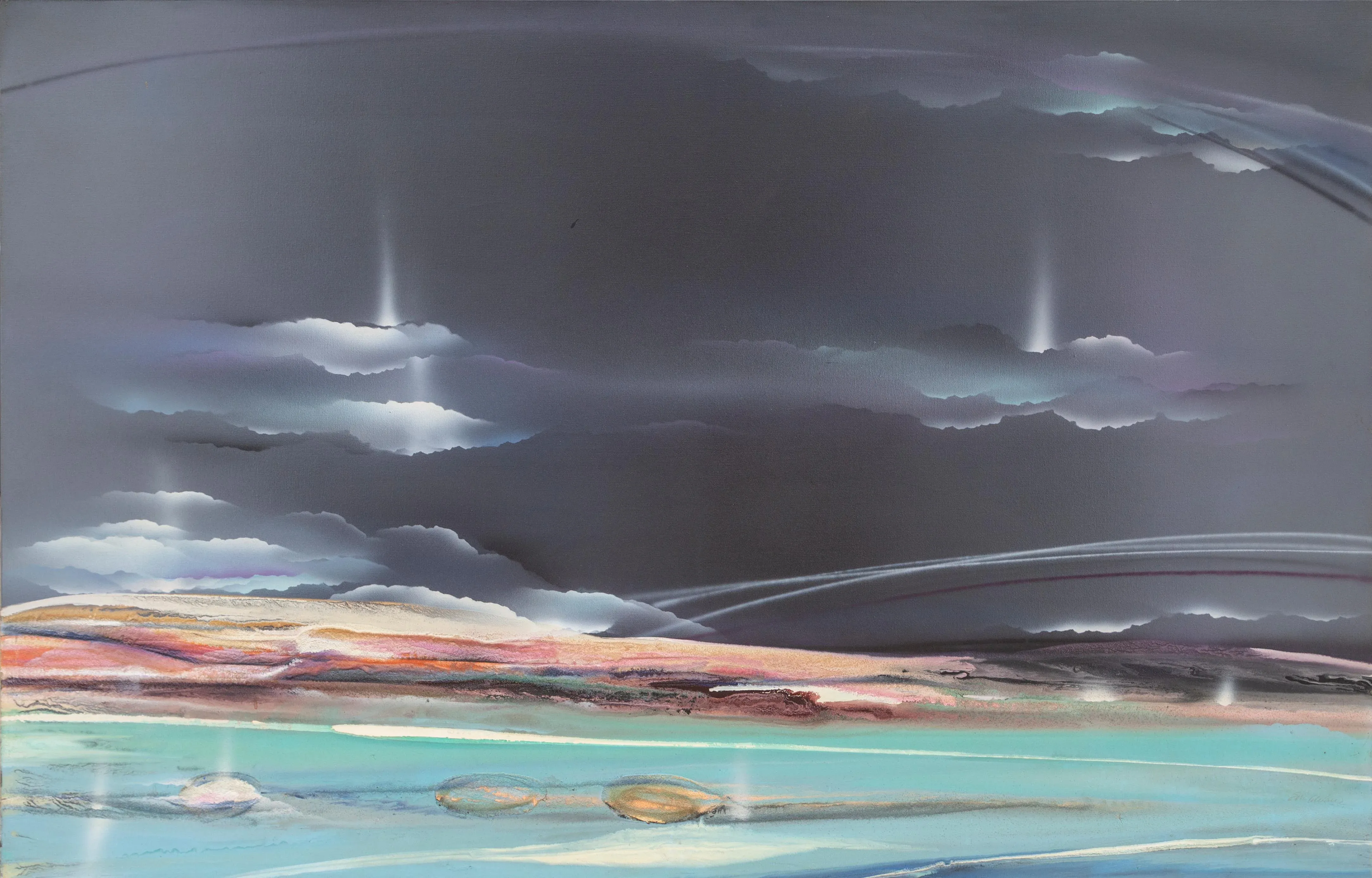 Seascape, Large Painting 1988 by Elba Alvarez | Chairish