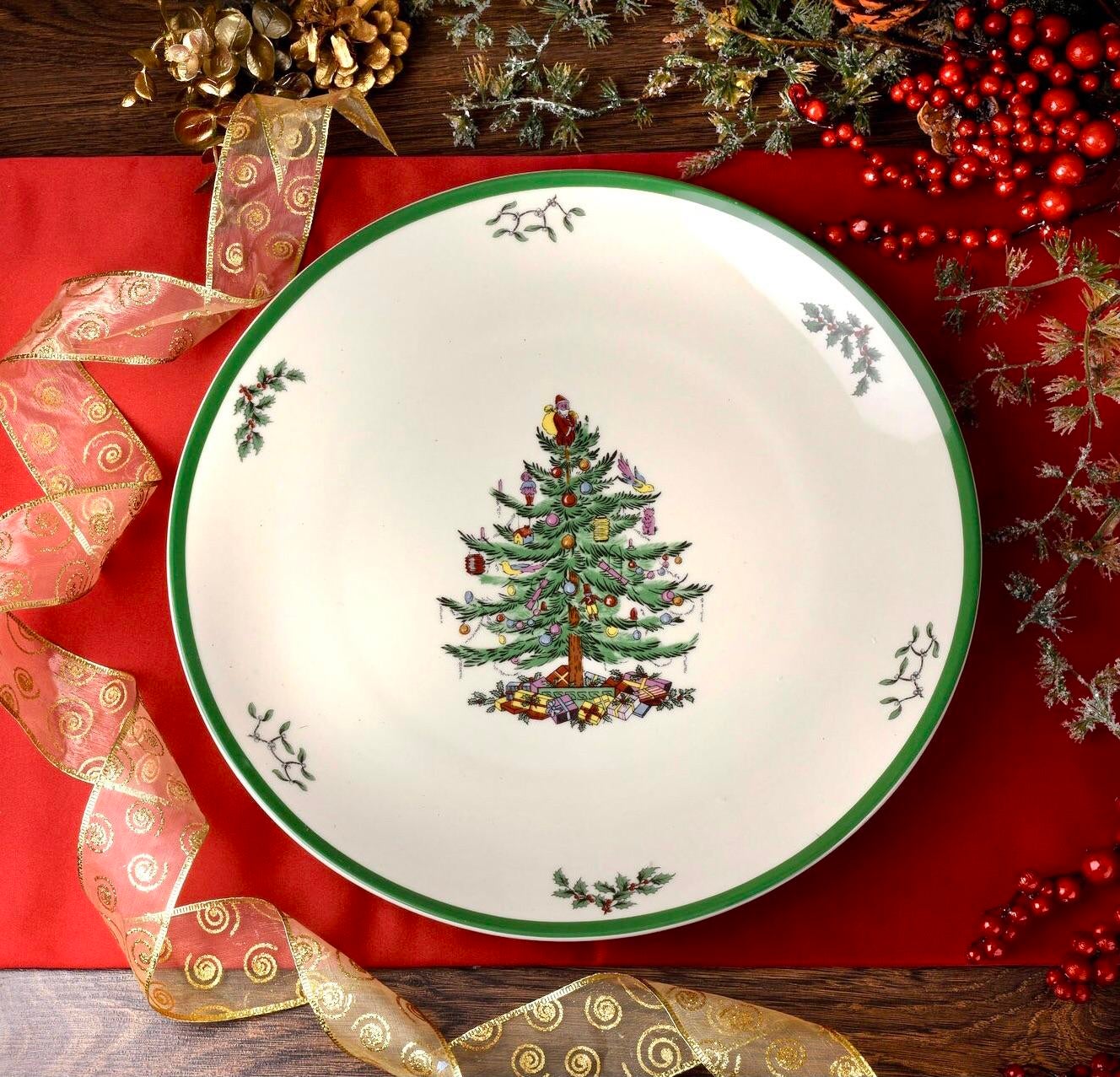 Four Vintage Spode Christmas Tree Dinner Plates | Chairish Four Vintage Spode Christmas Tree Dinner Plates | Chairish