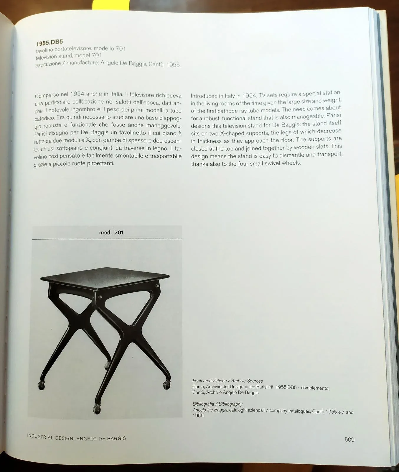 TV Stand Table by De Baggis, 1955