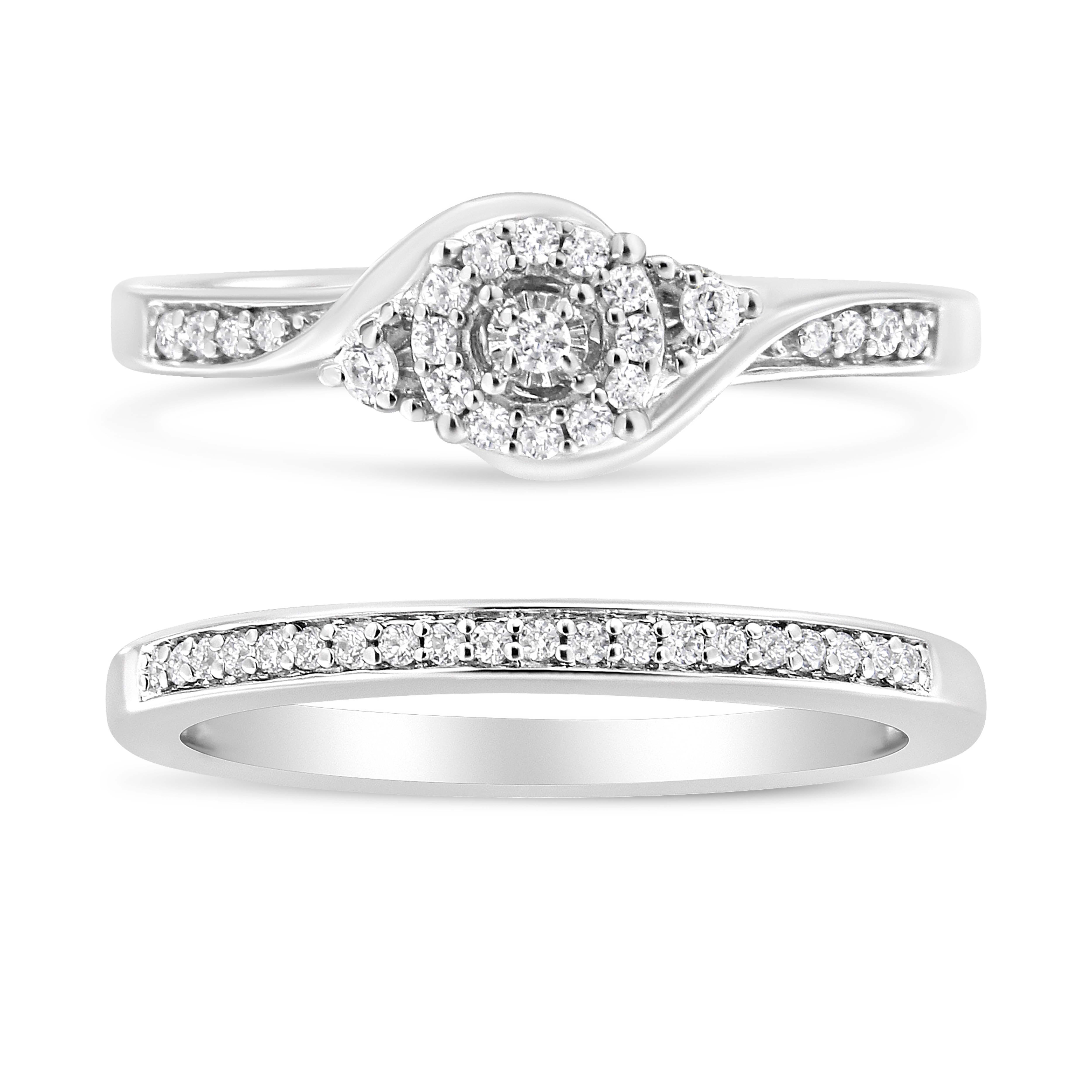 925 Sterling Silver 1/4 Cttw Diamond Halo and Swirl 925 Sterling Silver 1/4 Cttw Diamond Halo and Swirl