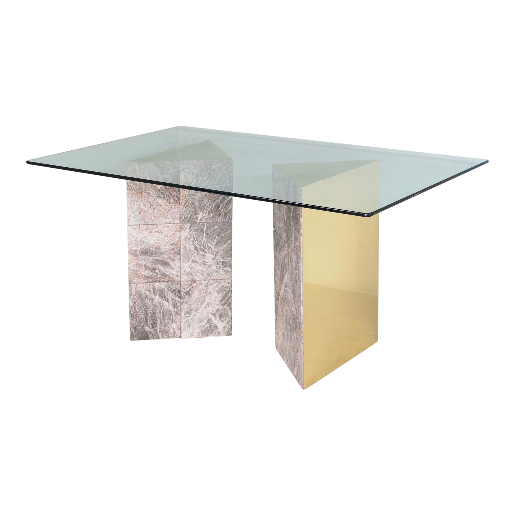 1970s Marble & Brass Table Chairish