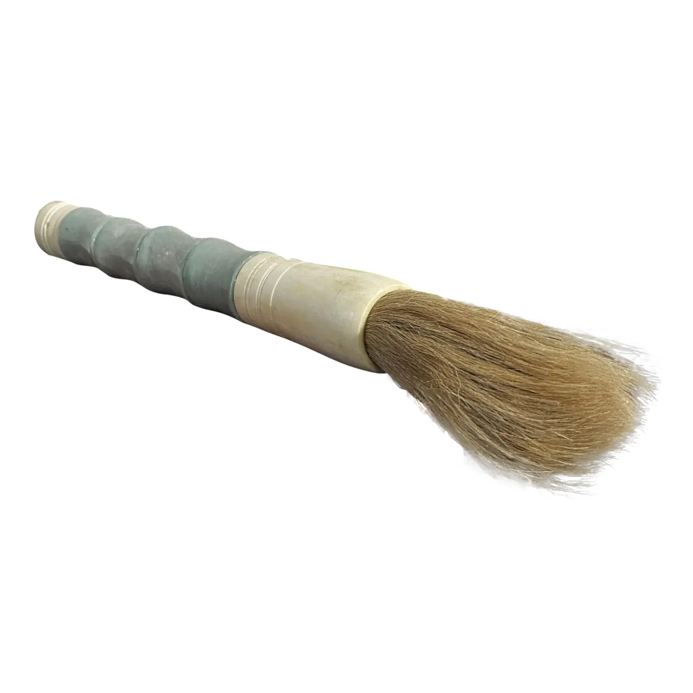 Chinoiserie Soapstone and Bone Calligraphy Brush 13.5\