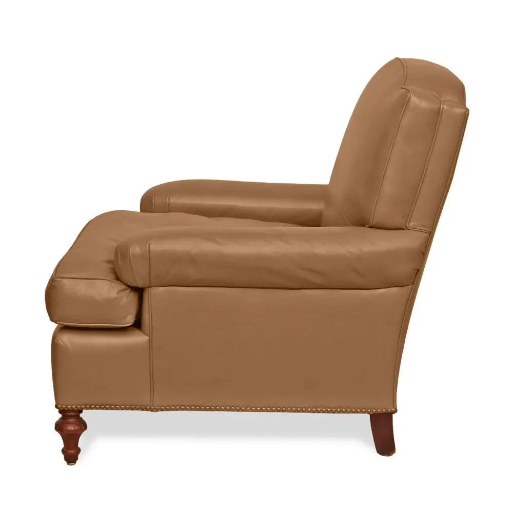 1990s Charles London Leather Armchair and Ottoman | Chairish