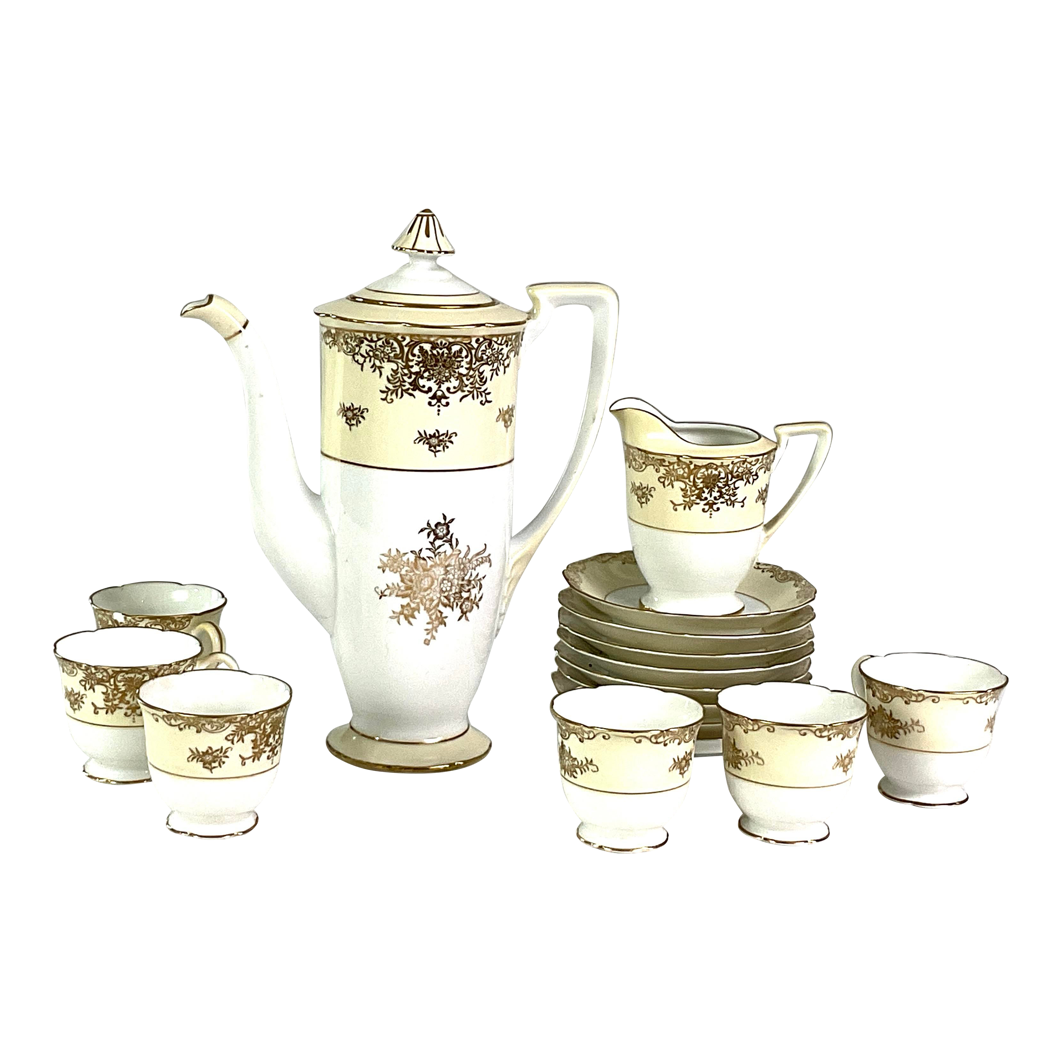1920s Noritake “M“ Footed Hand Painted Porcelain Chocolate Pot