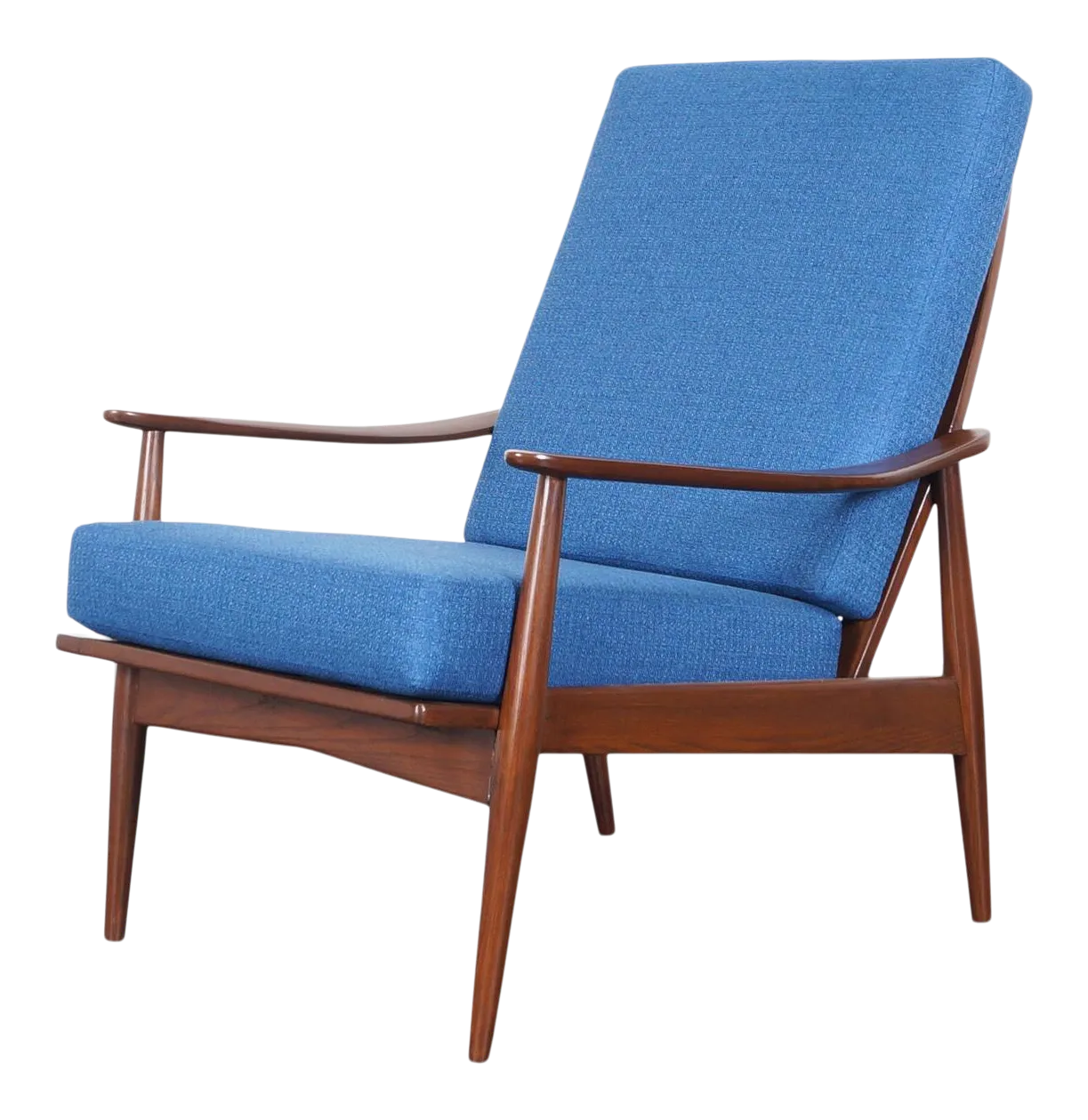Mid Century Modern Walnut High Back Lounge Chair Chairish