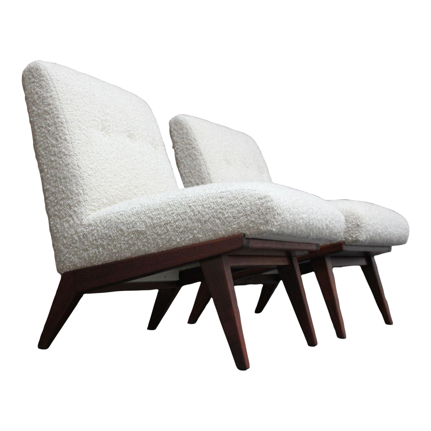 Pair of Bouclé Slipper Chairs Designed by Jens Risom for h.g. Knoll