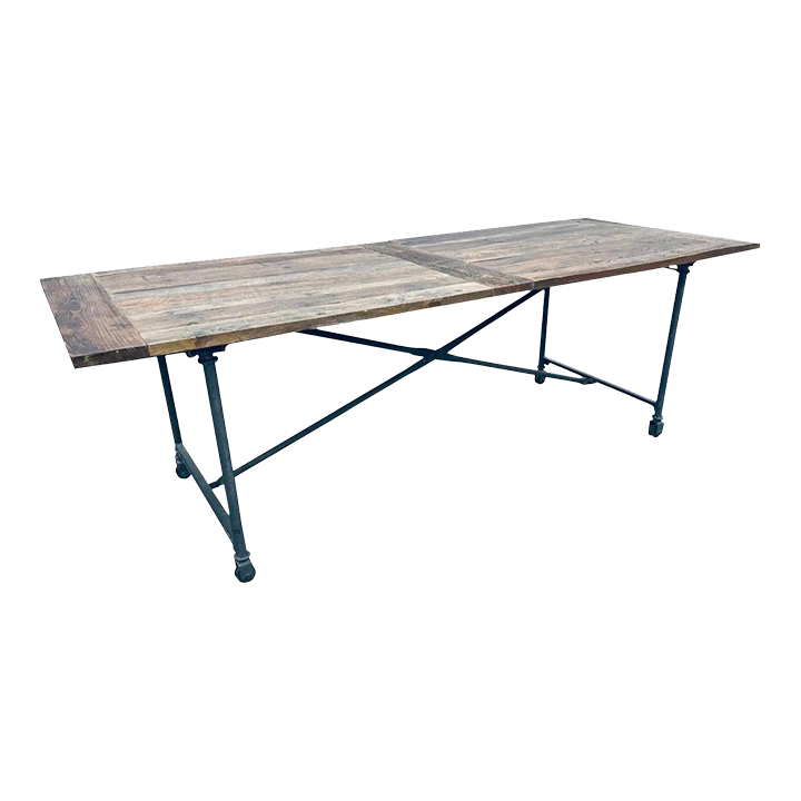 Restoration Hardware 92” Reclaimed Wood and Iron Table Chairish