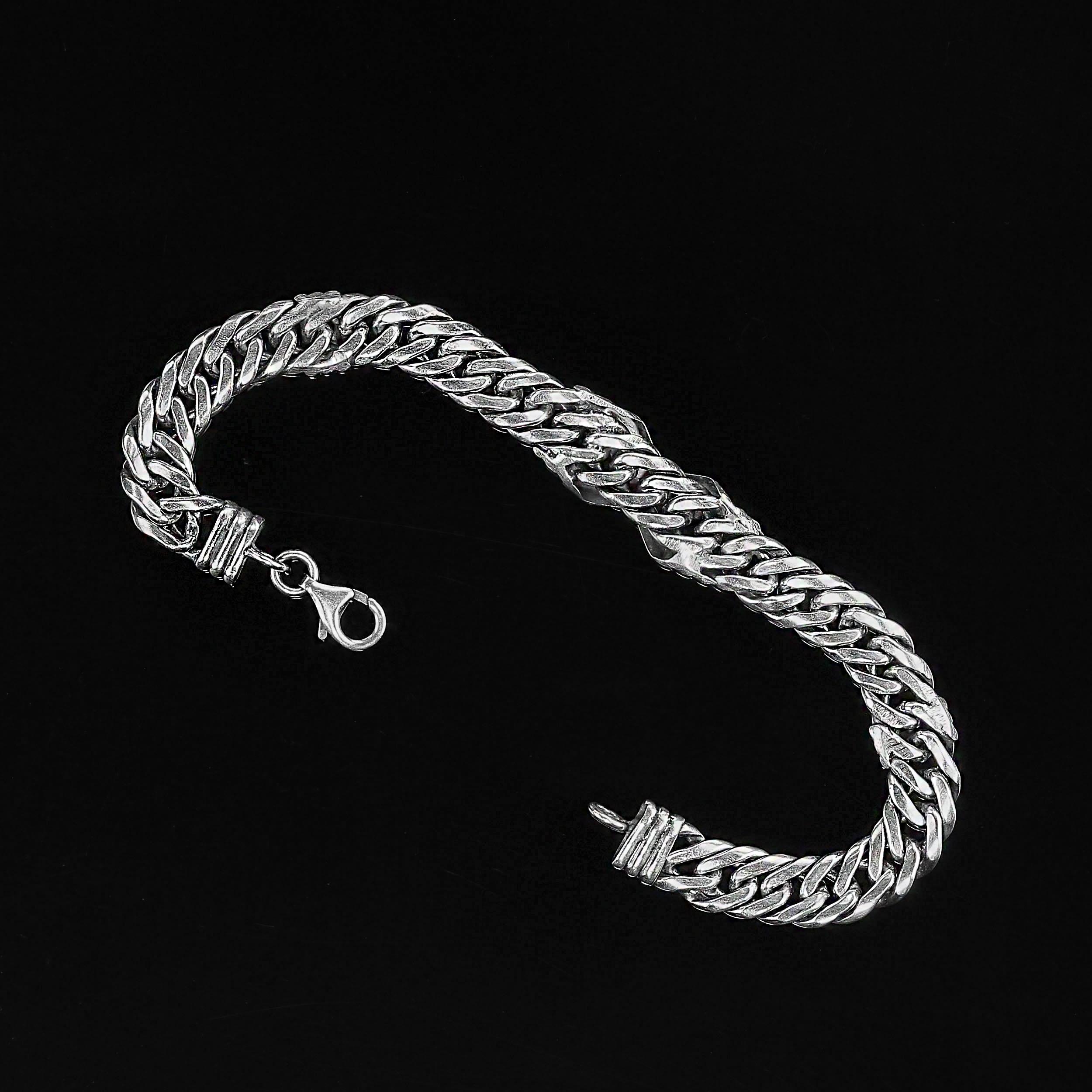 Late 20th Century Sterling Silver Link Bracelet With Goldy