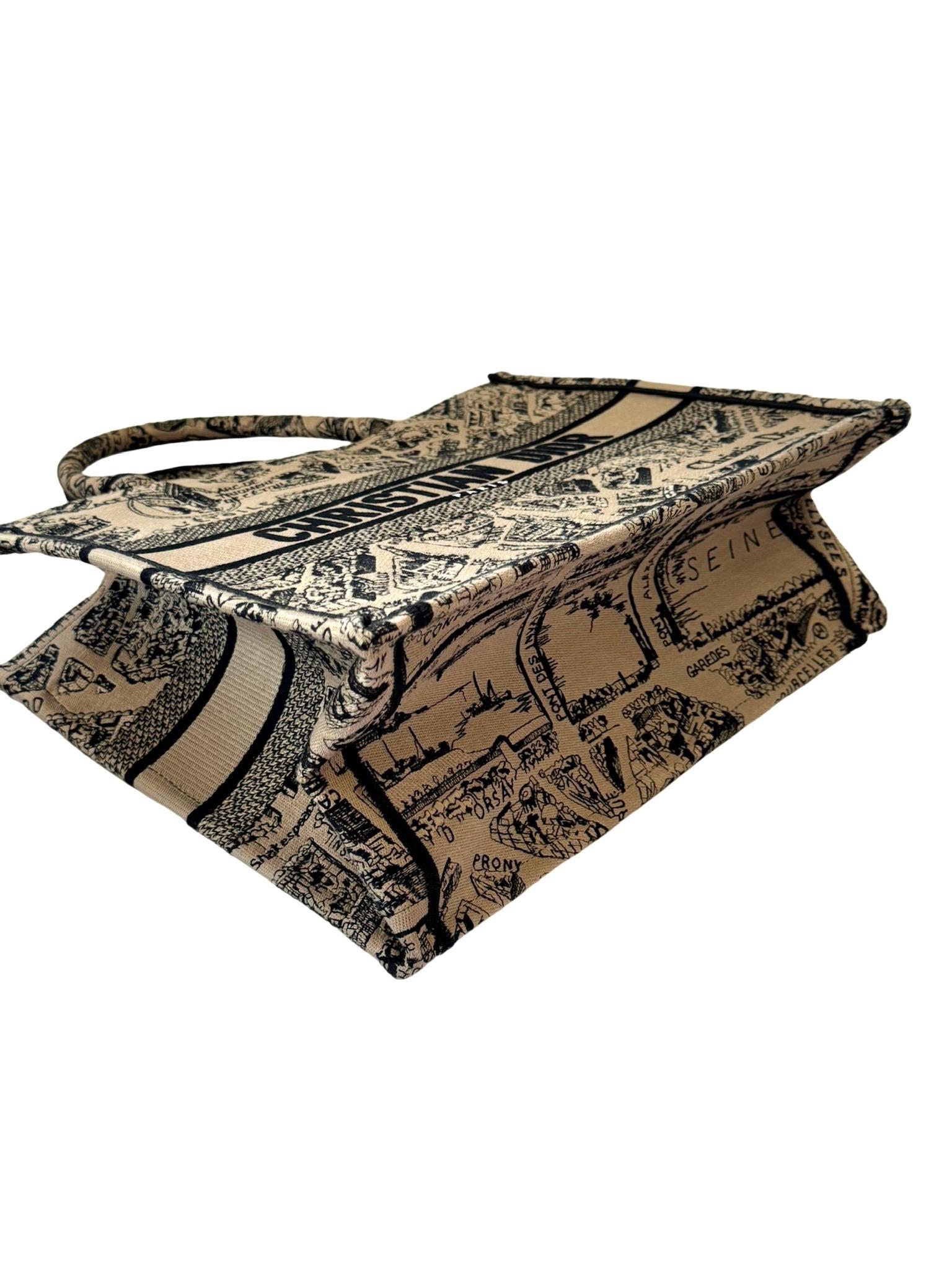Sランク◆VINTAGE【DIOR】Book Tote*Plan de Paris*ミディバッグ Medium Dior Book Tote Black and White Plan de Paris