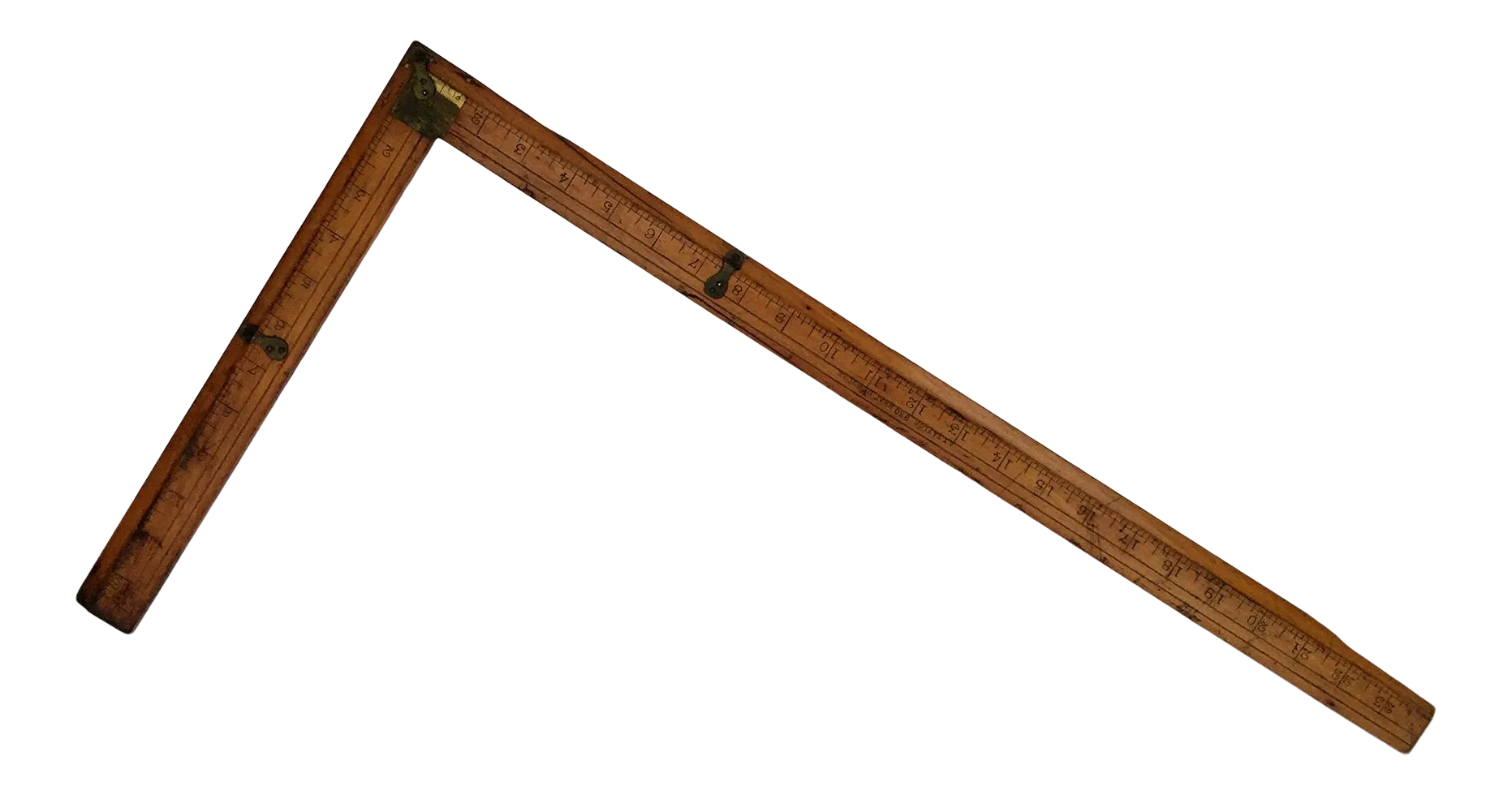 Industrial Wood & Brass Ruler | Chairish