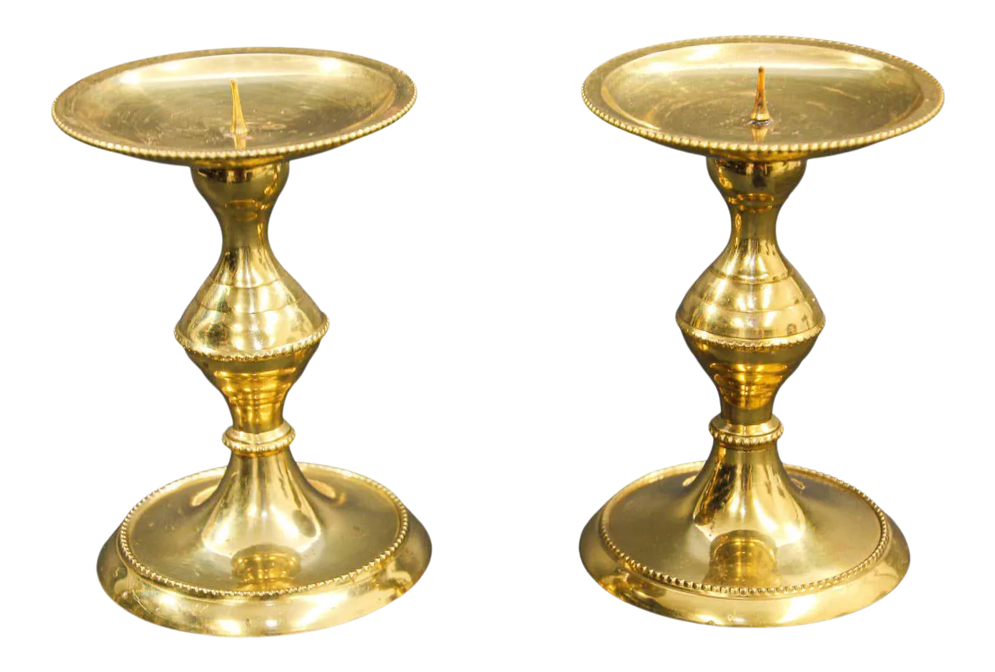 Modern Polished Brass Candlesticks A Pair Chairish
