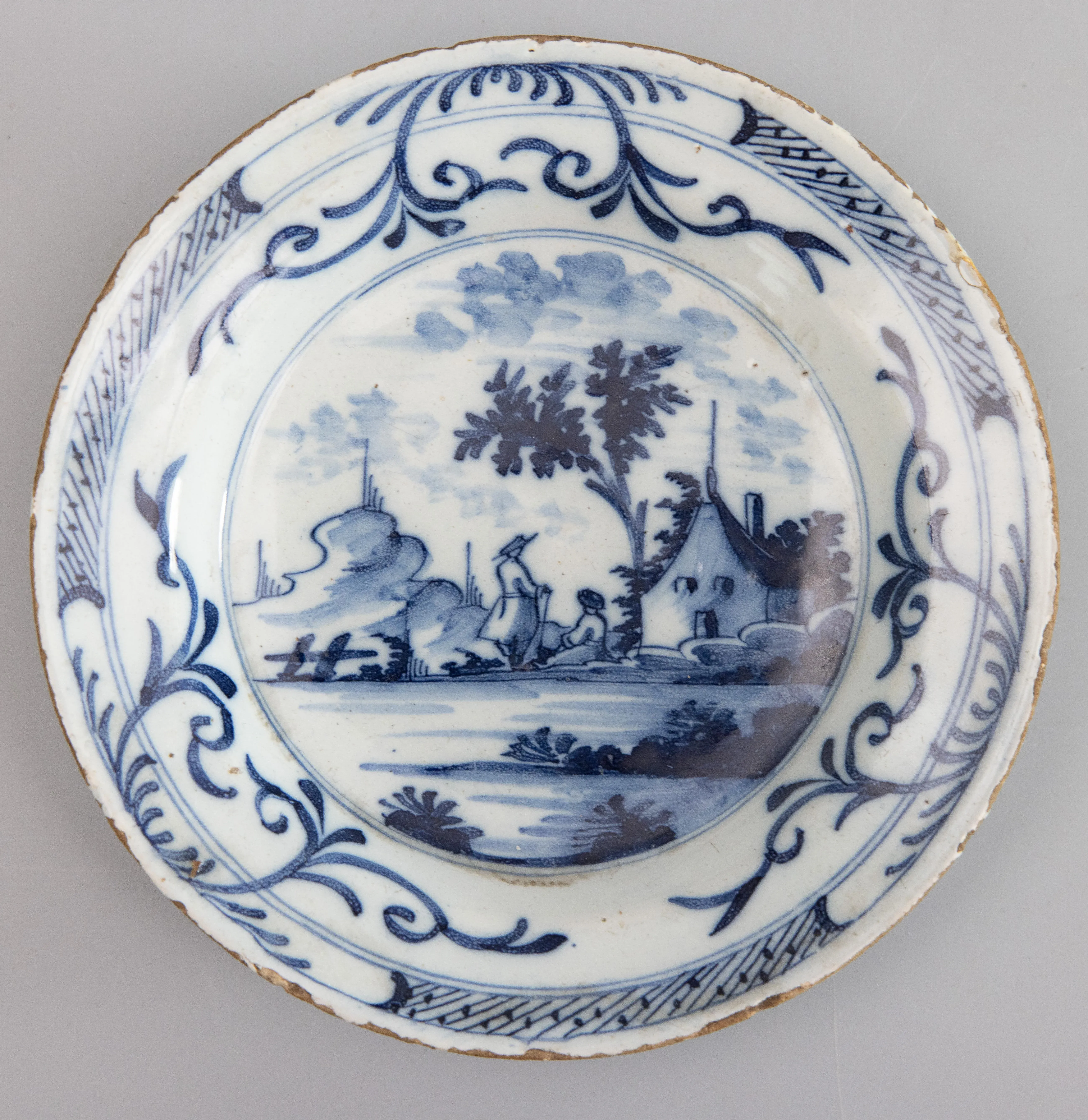 18th Century Petite Dutch Delft Faience Chinoiserie Plates