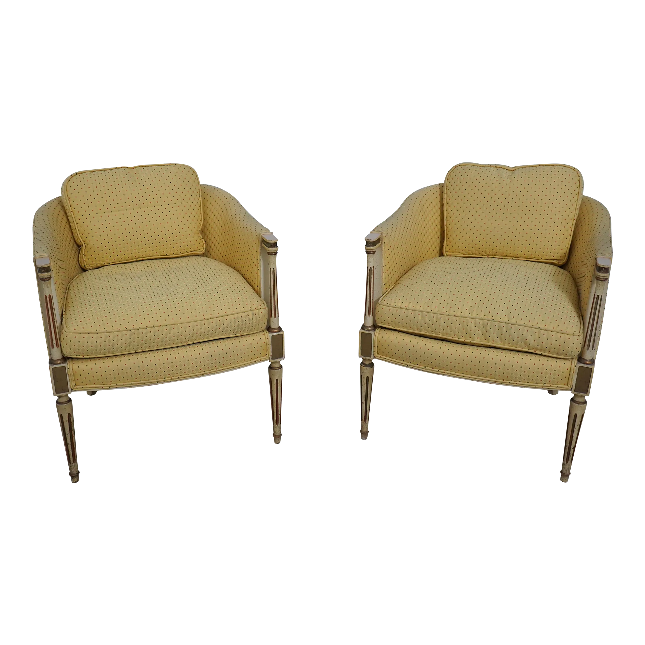 Pair of Designer Upholstered French Louis XVI Club Chairs Chairish