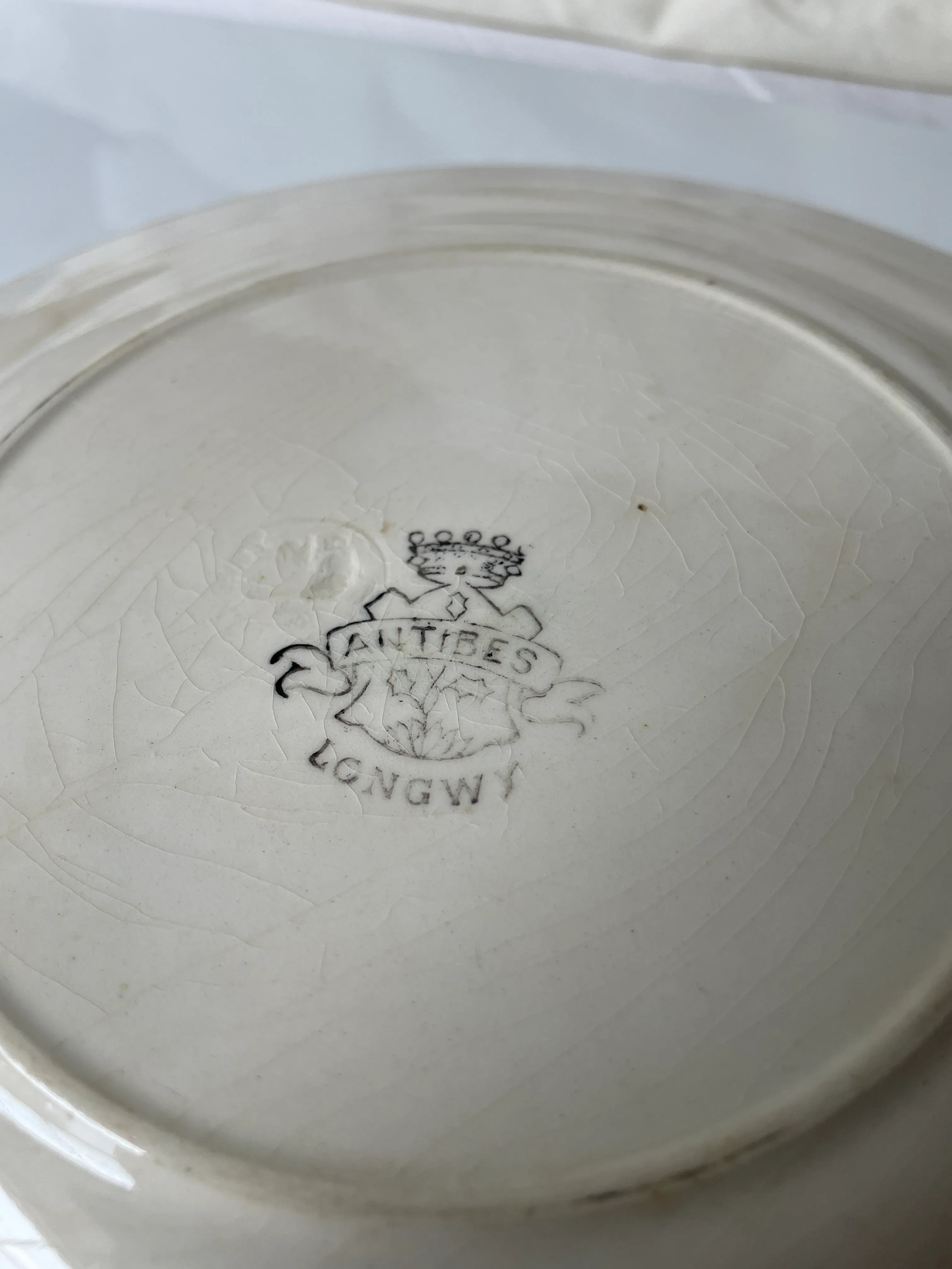 Set of 3 French Longwy Plates in Antibes Pattern