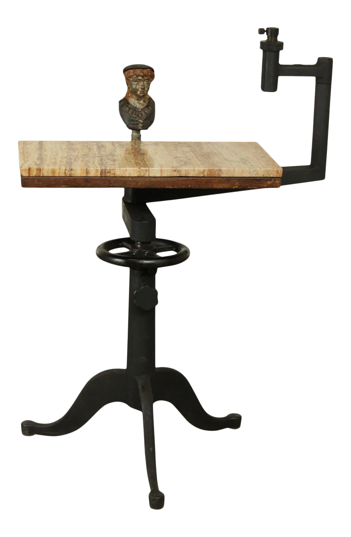 Industrial Work Table Converted to Side Table with Marble Top Chairish