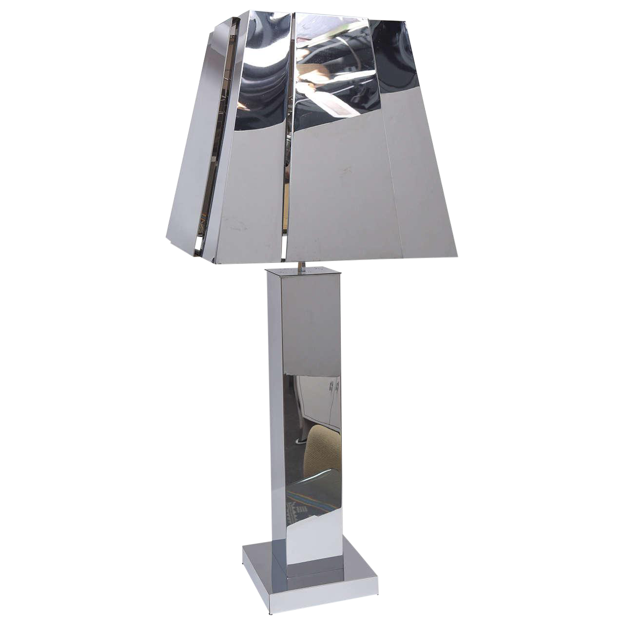 1970s Sculptural Chrome Tall Table Lamp by Curtis Jere