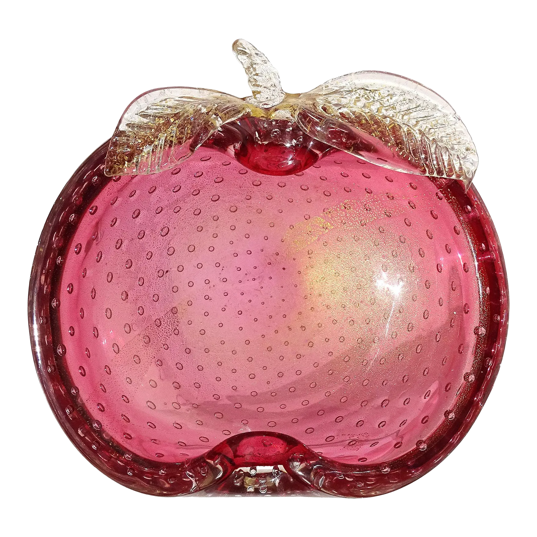 Murano Cranberry Pink Gold Flecks Control Bubbles Italian