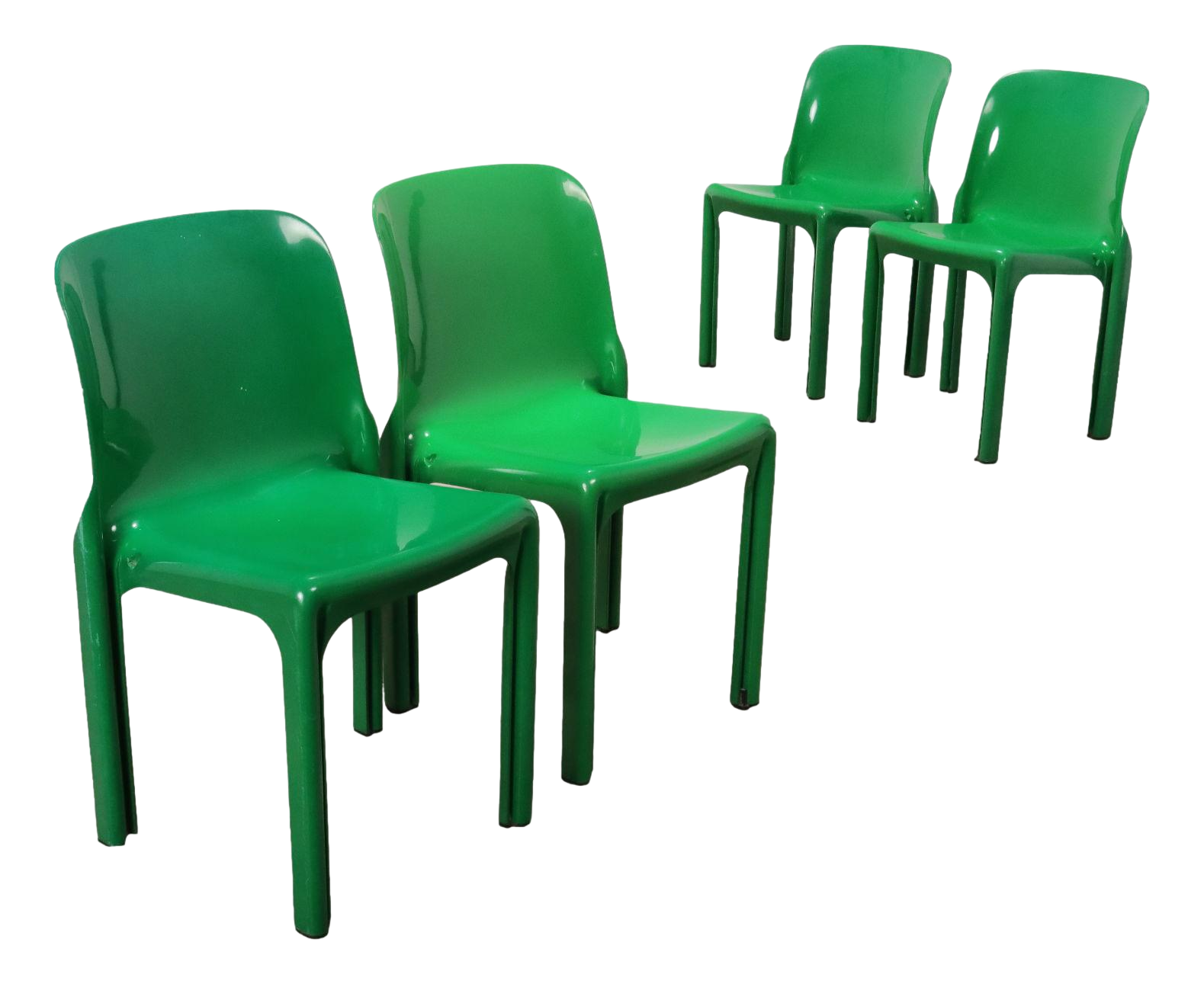 オリジナルヴィンテージ Artemide Selene Vintage Red Selene Model Chairs by Vico Magistretti for