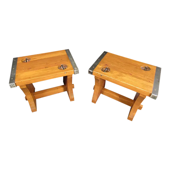 Pair of Rustic Oak Tables Chairish