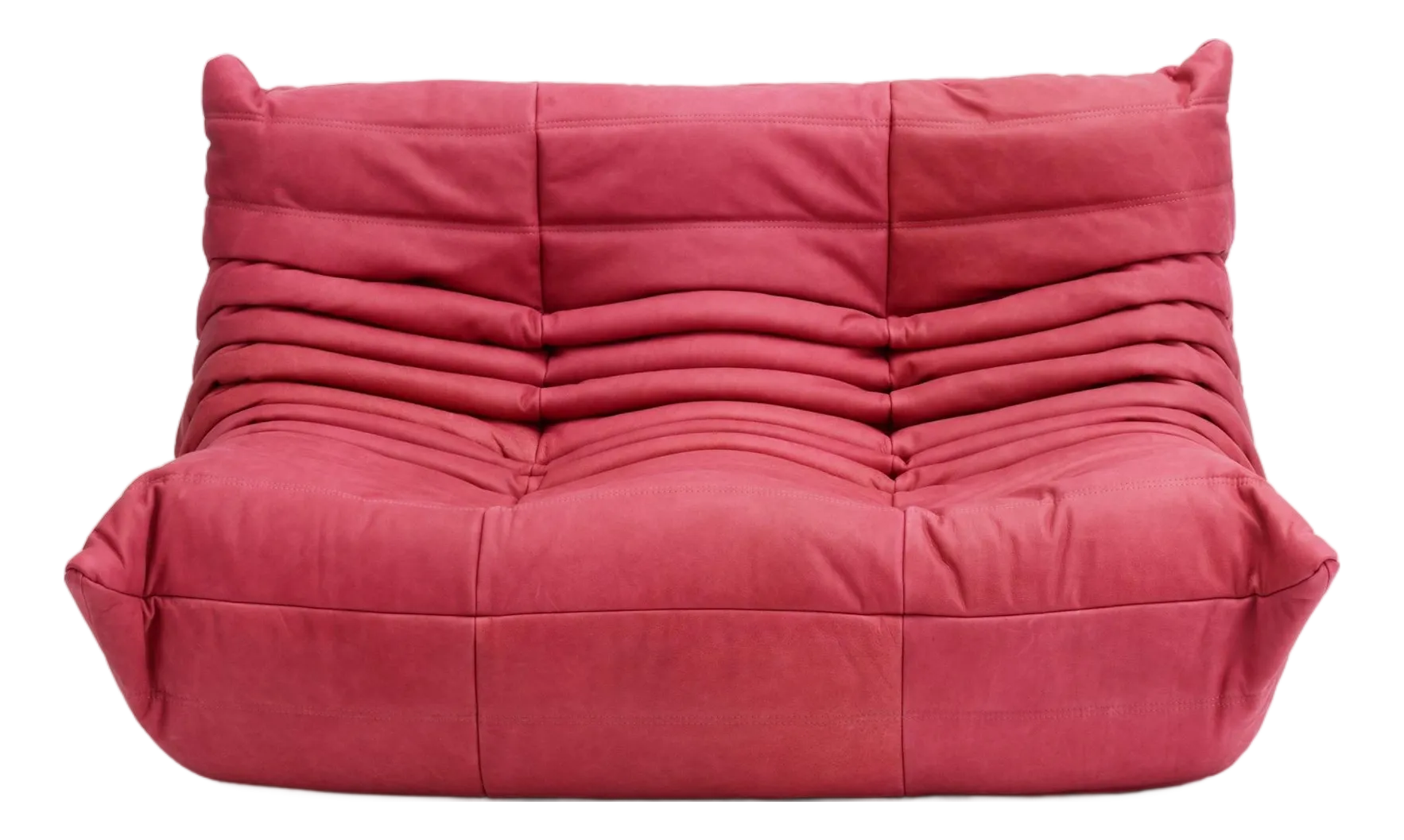 Ligne Roset Togo Sofa Loveseat – Fuchsia Reupholstered Natural