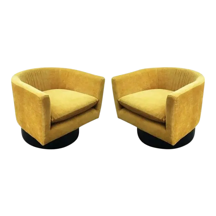 Milo Baughman Barrel Back Swivel Chairs A Pair Chairish
