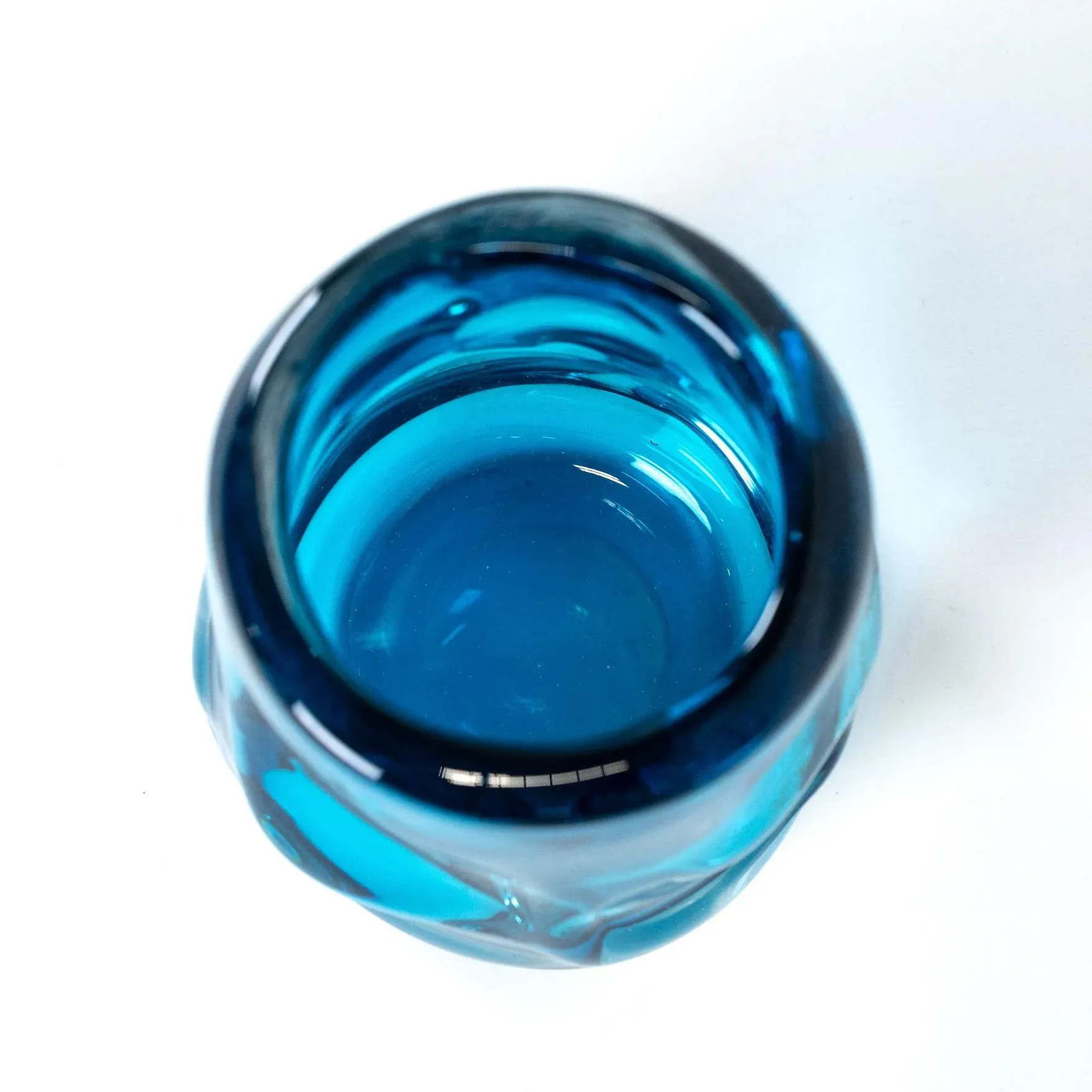 1960s European Blue Art Glass Bowl / Vase by Whitefriars
