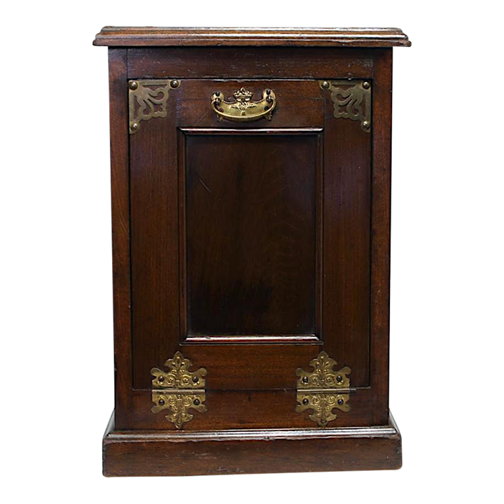 Antique Fireplace Wood Coal Scuttle or Purdonium With Brass