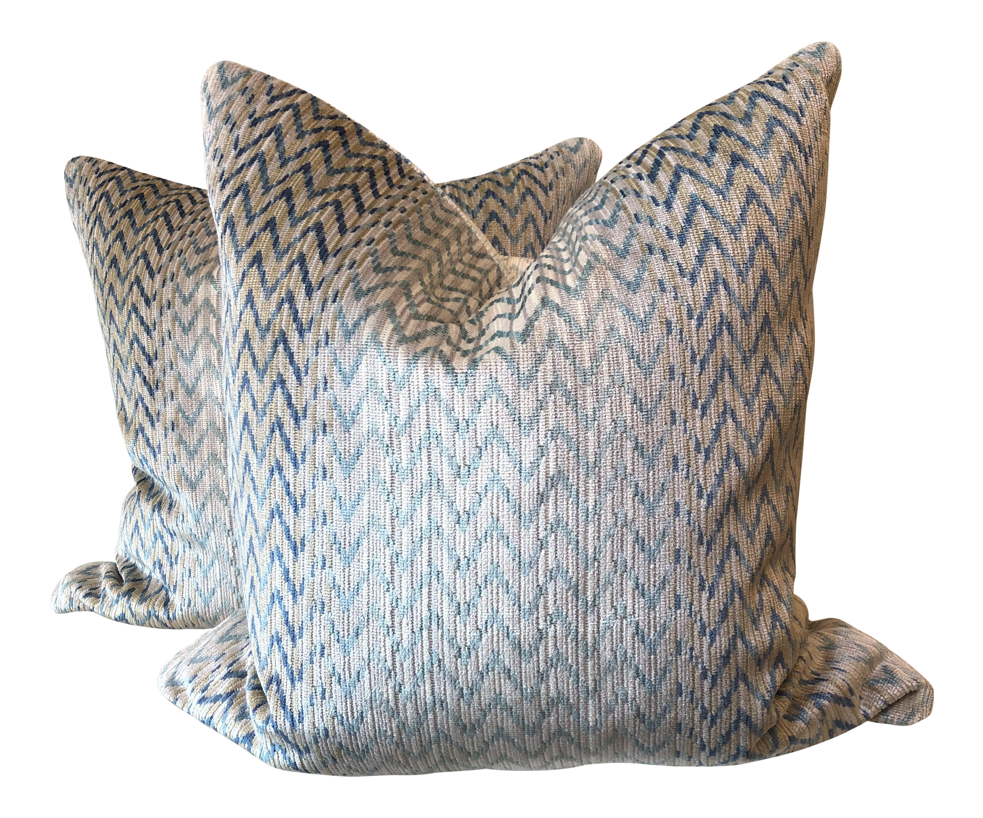 Chevron Cotton Velvet 22 Pillows A Pair Chairish