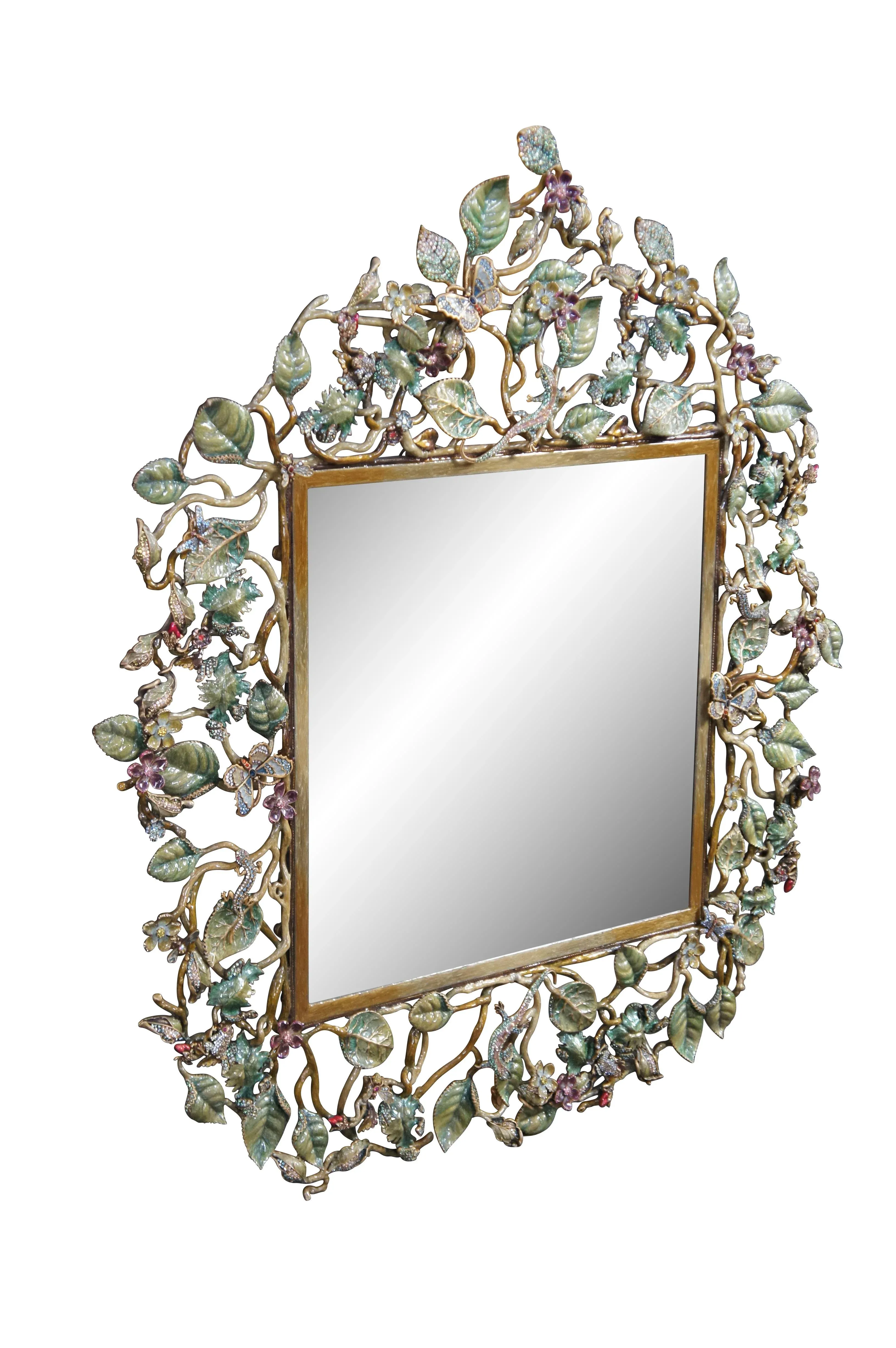 Jay Strongwater Flora and Fauna Enamel Bronze Swarovski Crystal