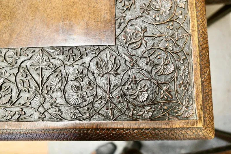 Carved Dining Table and Chairs, 1920s, Set of 7