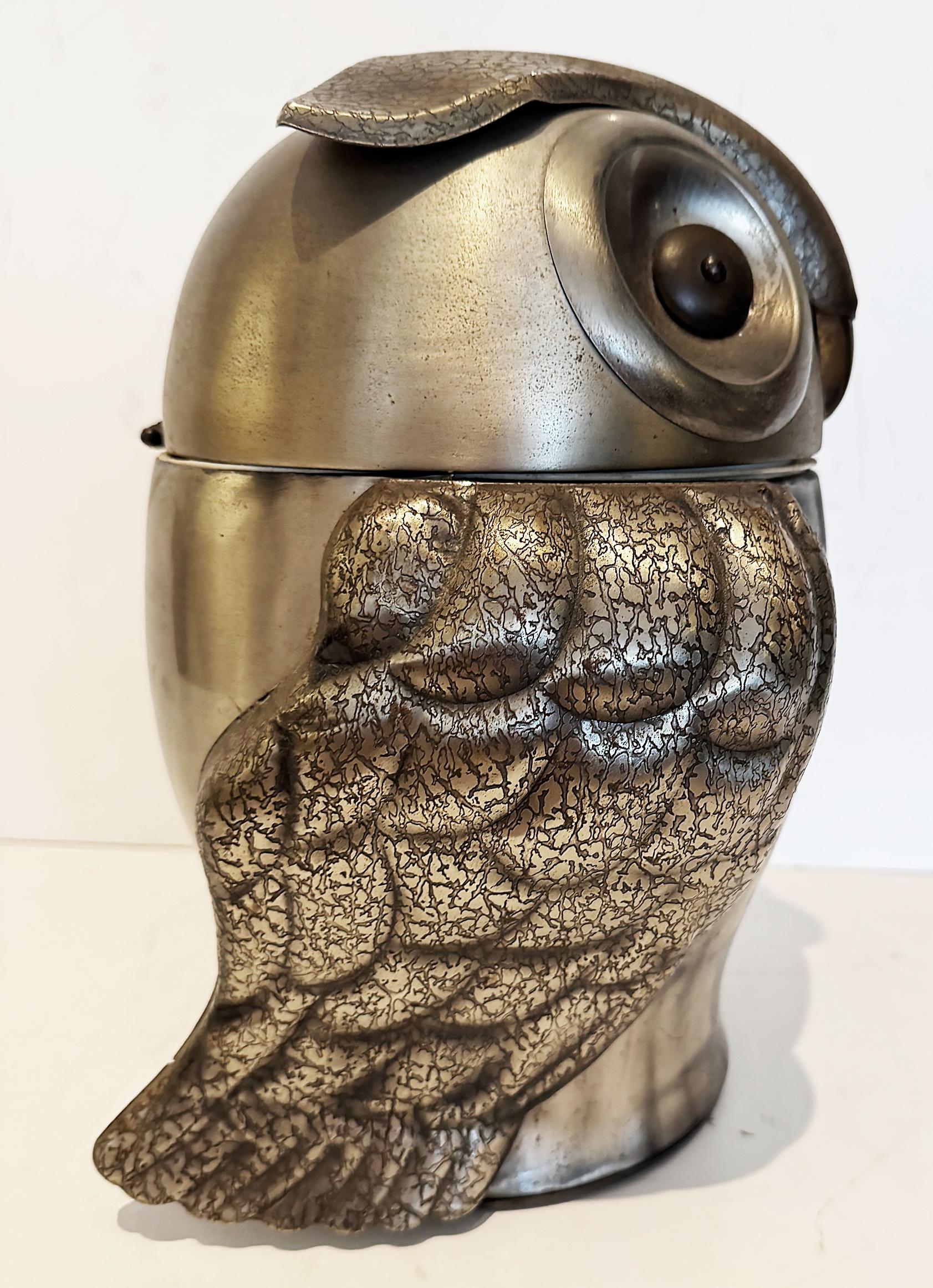 Pewtertone Olde Tankardware 西洋兜型アイスバケット 1960s Seymour Mann Pewtertone Olde Tankardware Owl Ice