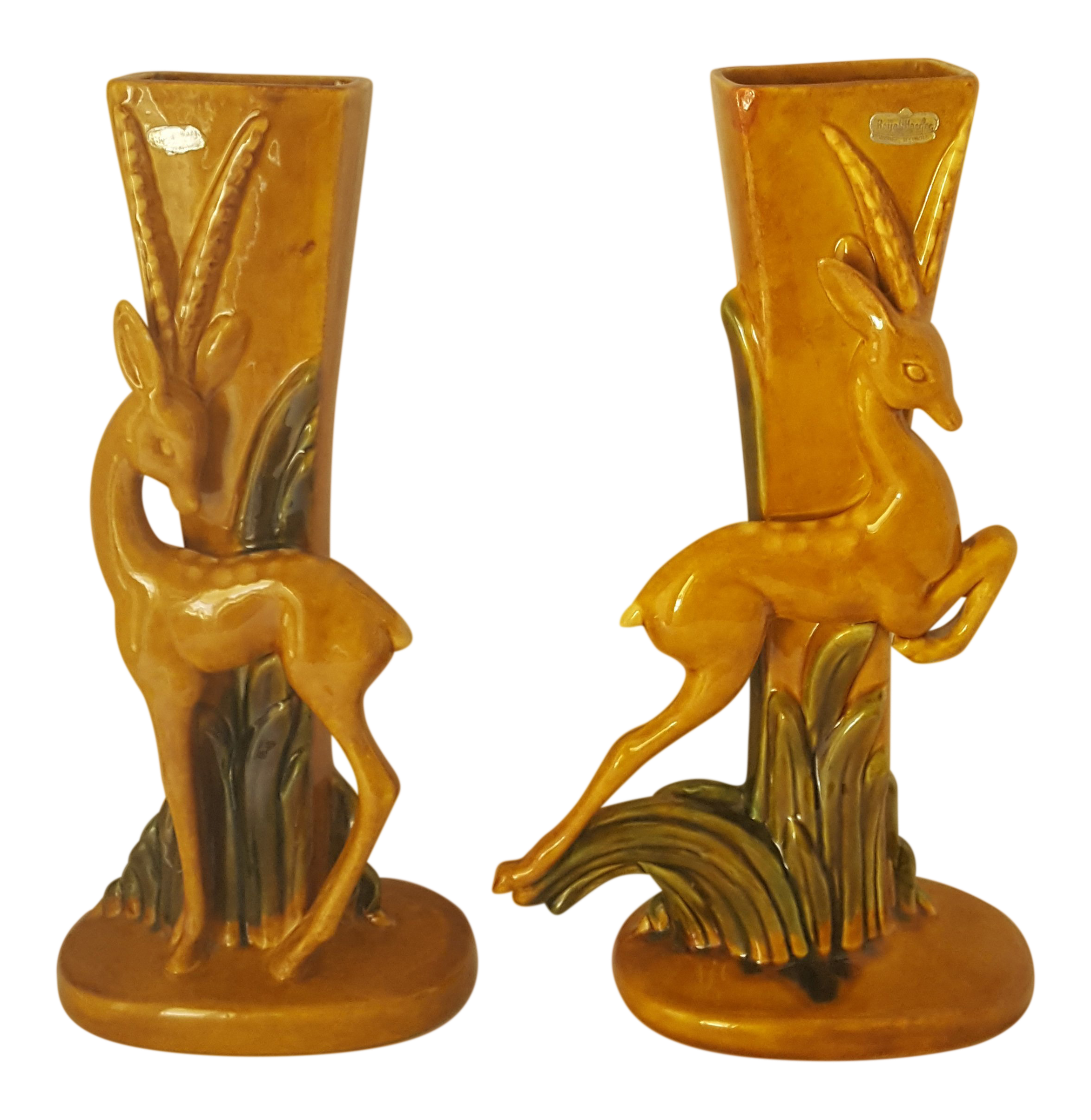 Royal Haeger Stamped Vintage Gizelle Sculpture Vases Set Of 2