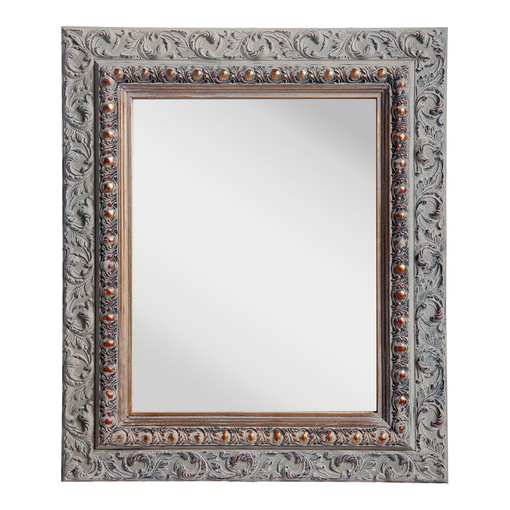 Vintage Gray Victorian Style Rectangular Mirror | Chairish