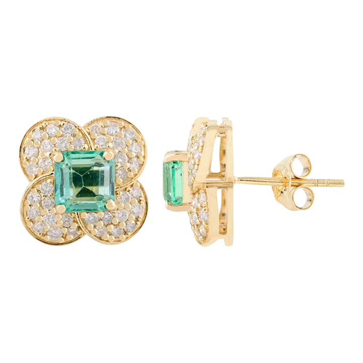 CLOVER DIAMOND PINK GOLD STUD EARRINGS #MEW19059