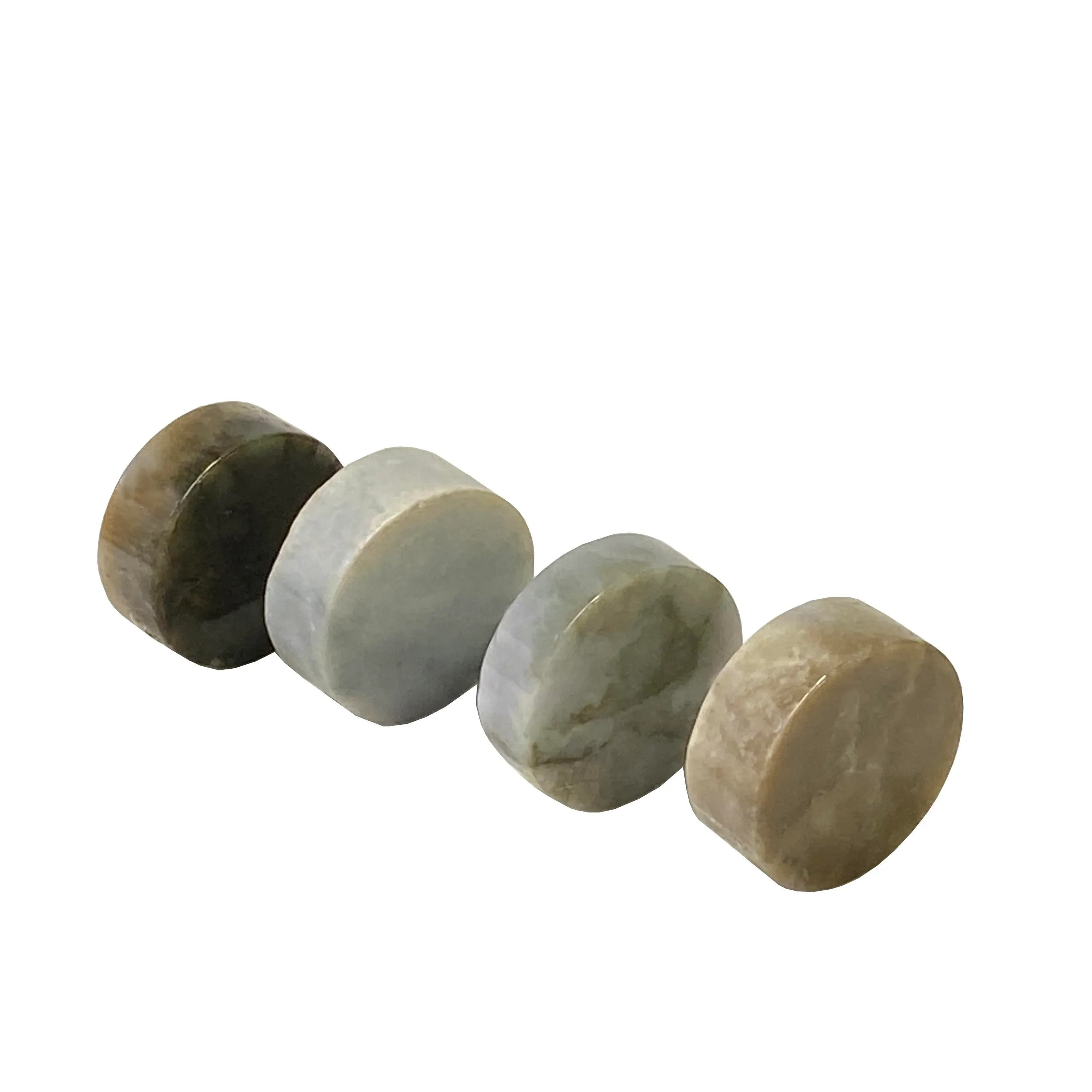 Set of 4 Stone Carved Round Shape Sample Display Art Paperweight