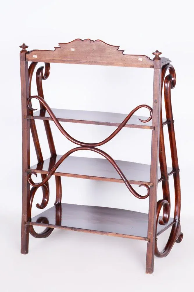 Biedermeier Shelf in Beech & Walnut attributed to Thonet, Austria, Vienna, 1910s