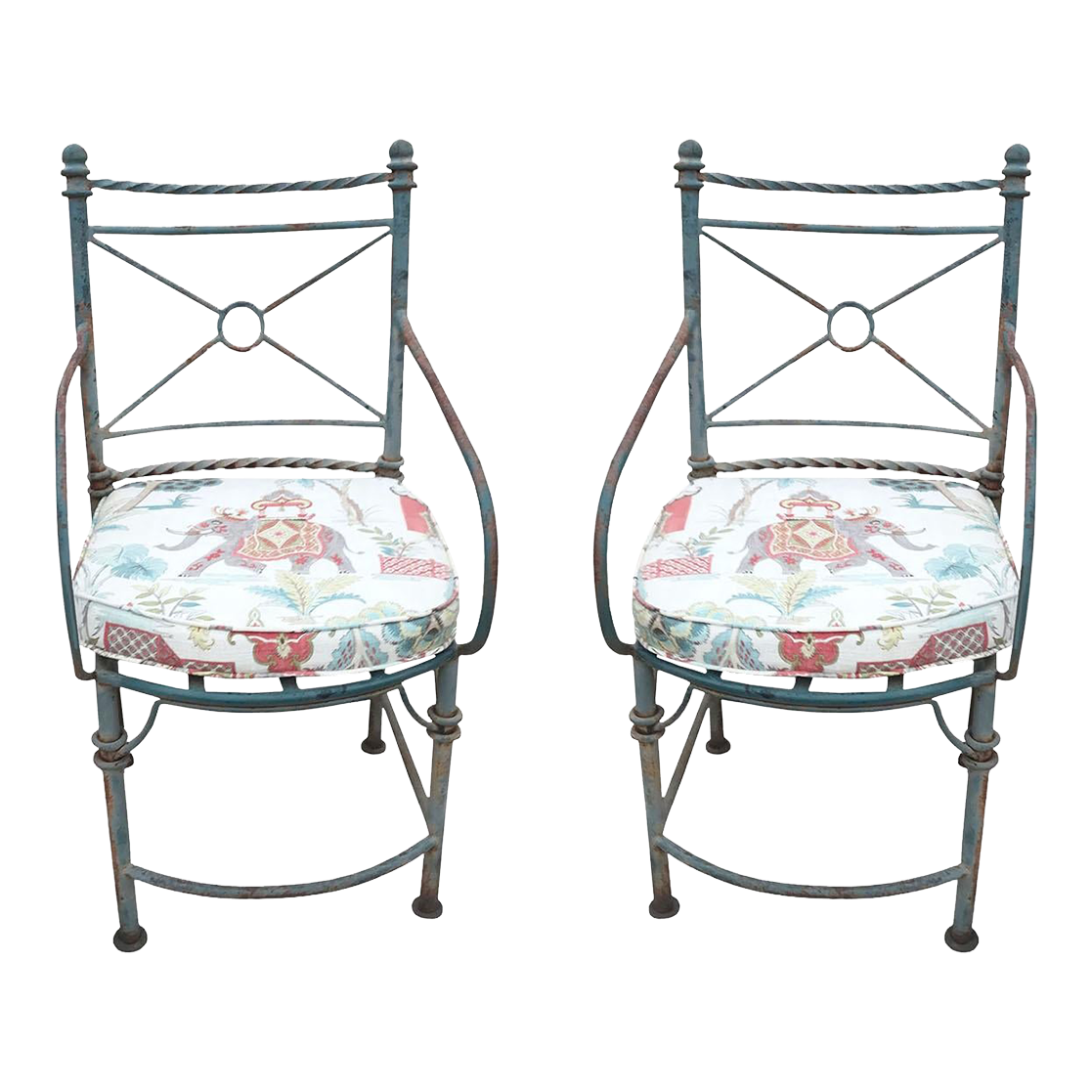 Late 20th Century Iron Garden Chairs a Pair Chairish