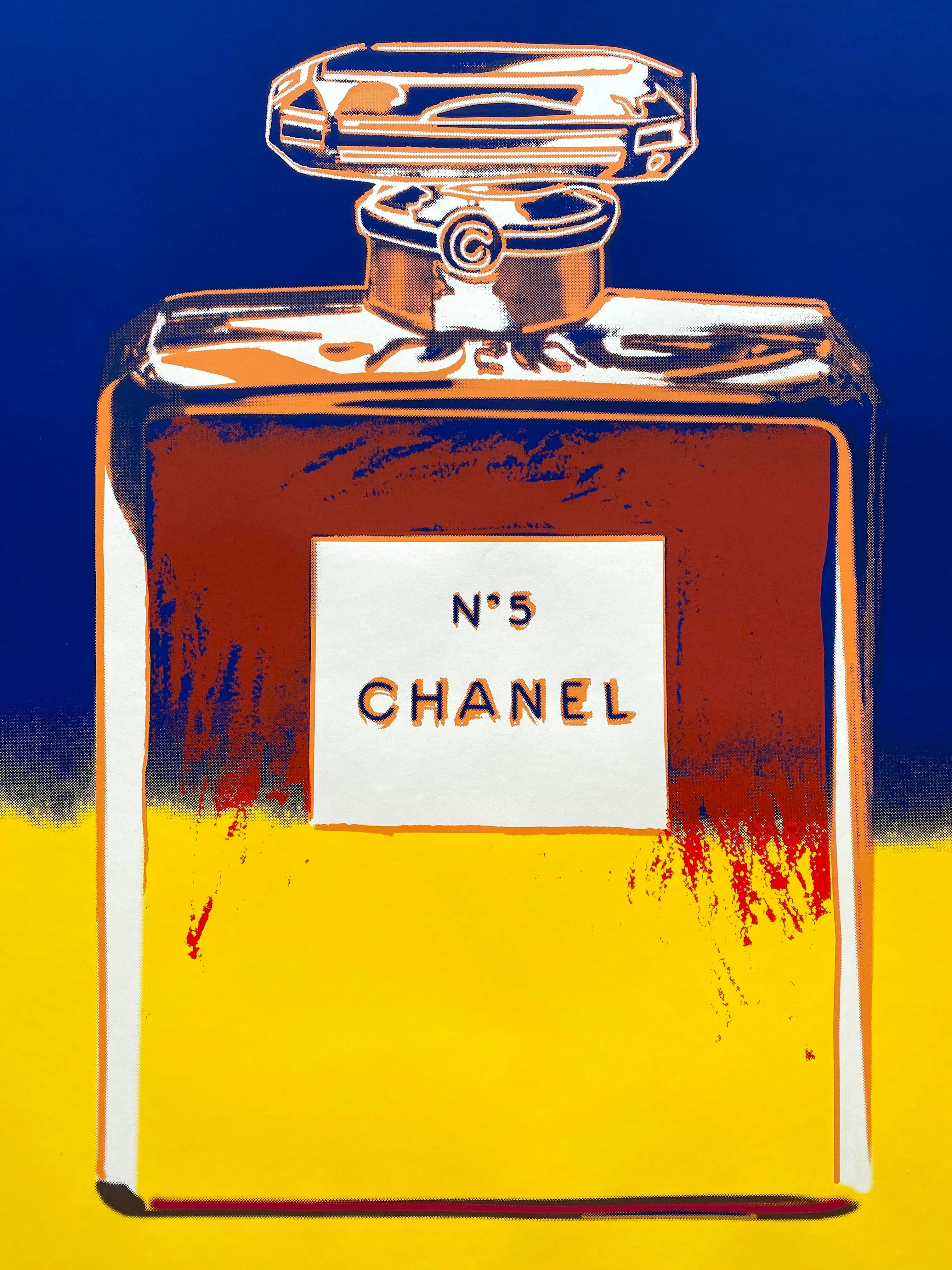 Vintage 90s Andy Warhol Blue Chanel No. 5 Perfume Pop Art Poster Wall  Hanging 22x28