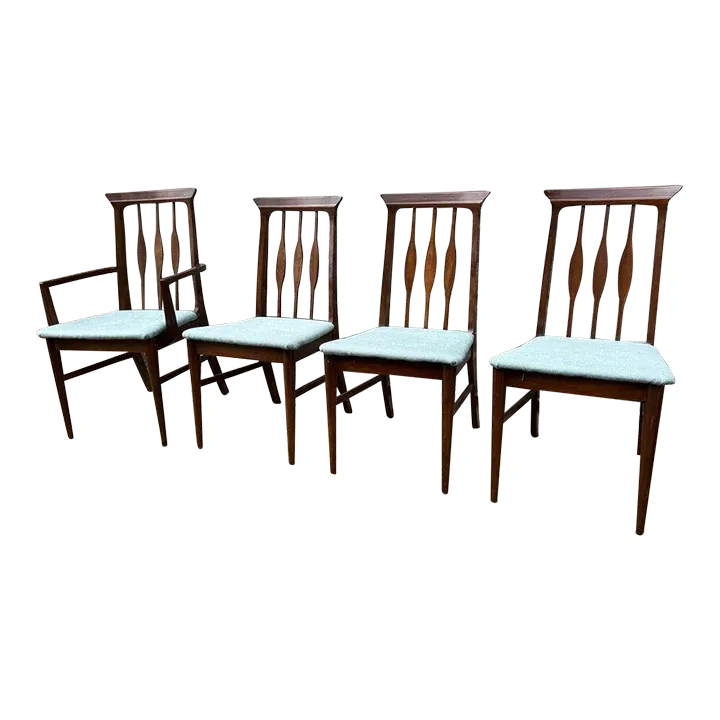 Set of 4 Mid Century Walnut Dining Chairs, Circa 1960s Chairish