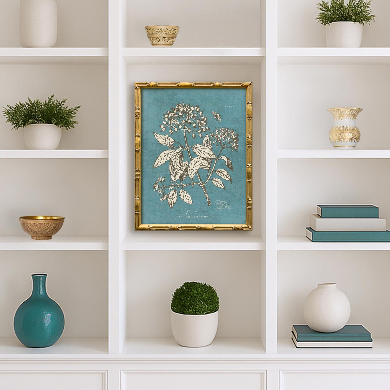 Vintage Blue Botanical Art Print Reproduction (4), Framed | Chairish