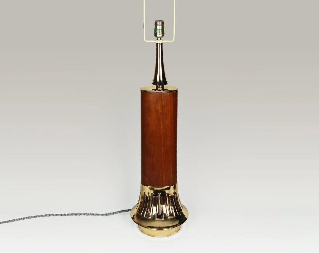 Mid-Century Modern American Teak and Gold Table Lamps by Laurel 