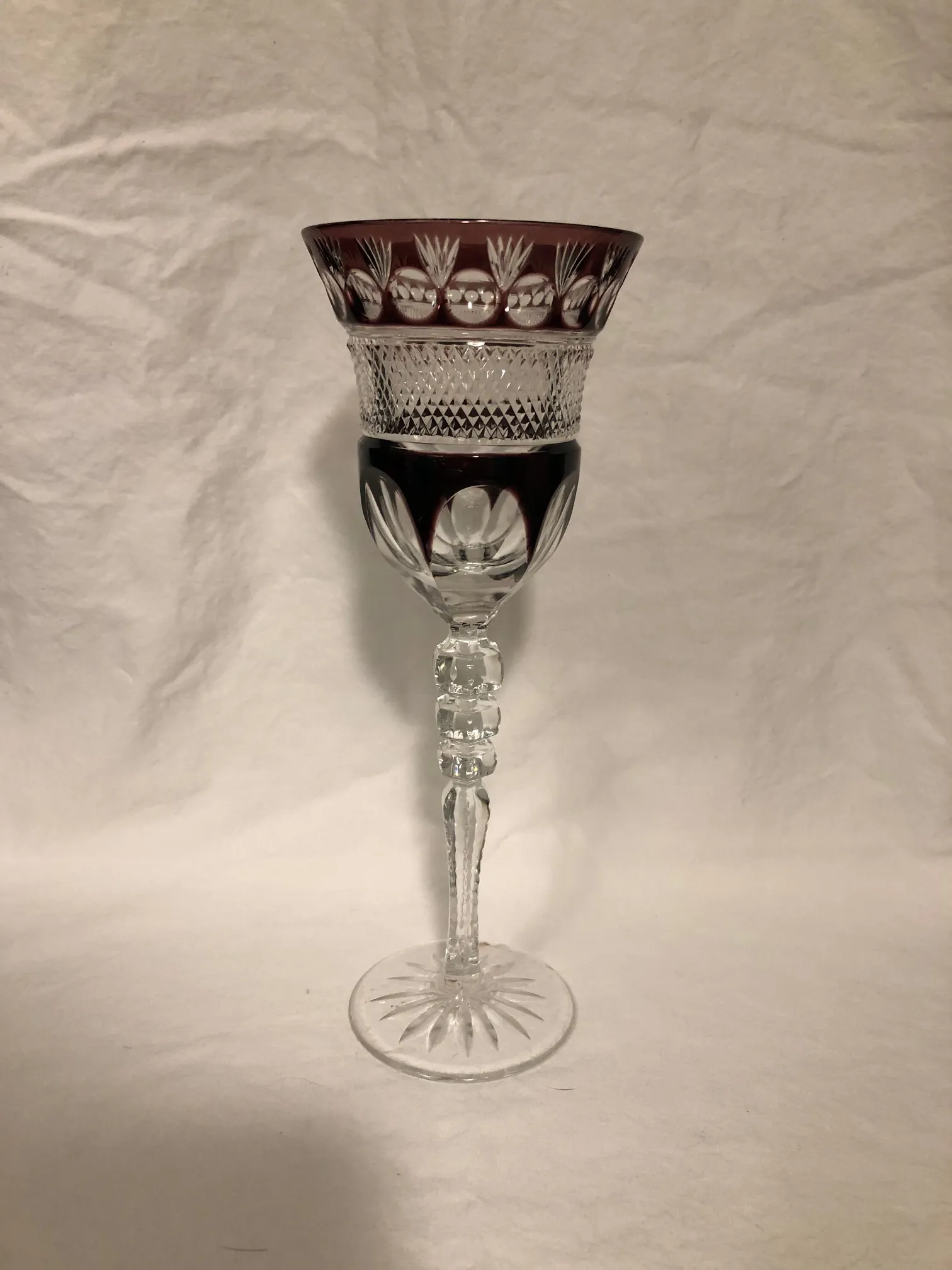 Early 20th Century Justin Tharaud Amethyst Crystal Wine Glasses / Goblets -  Set of 7