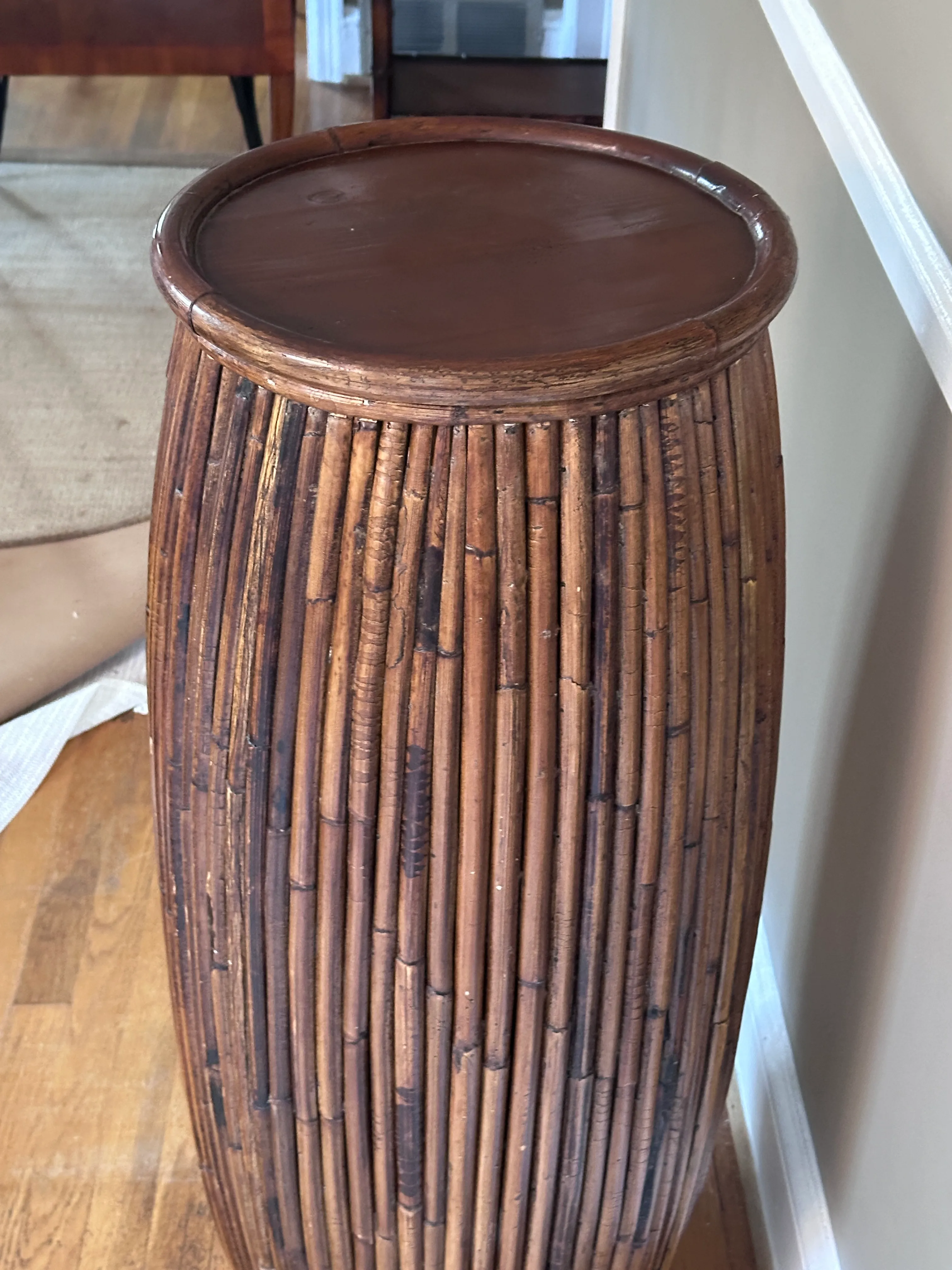 1970s Baker Reeded Drum Shaped Pedestal