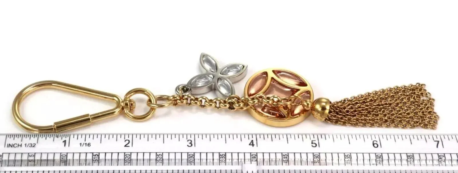 Louis Vuitton Monogram Crystal Gold Metal Finish Tassel Bag Charm