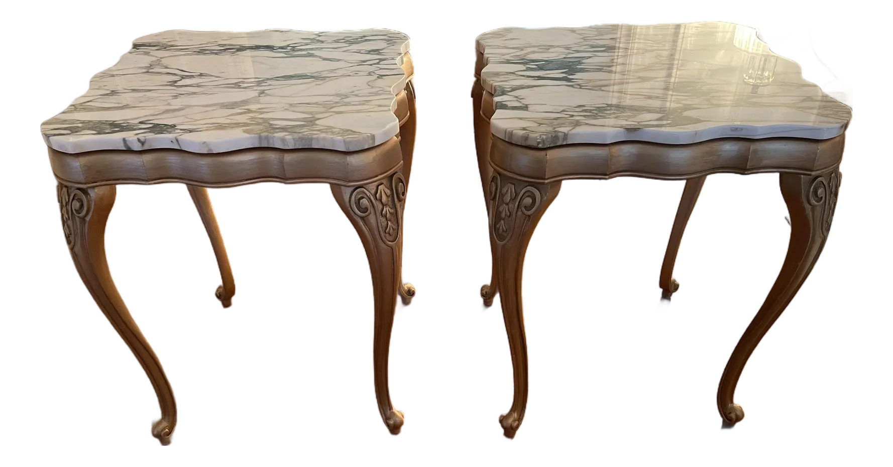 1940s Pair of Hollywood Regency End Tables